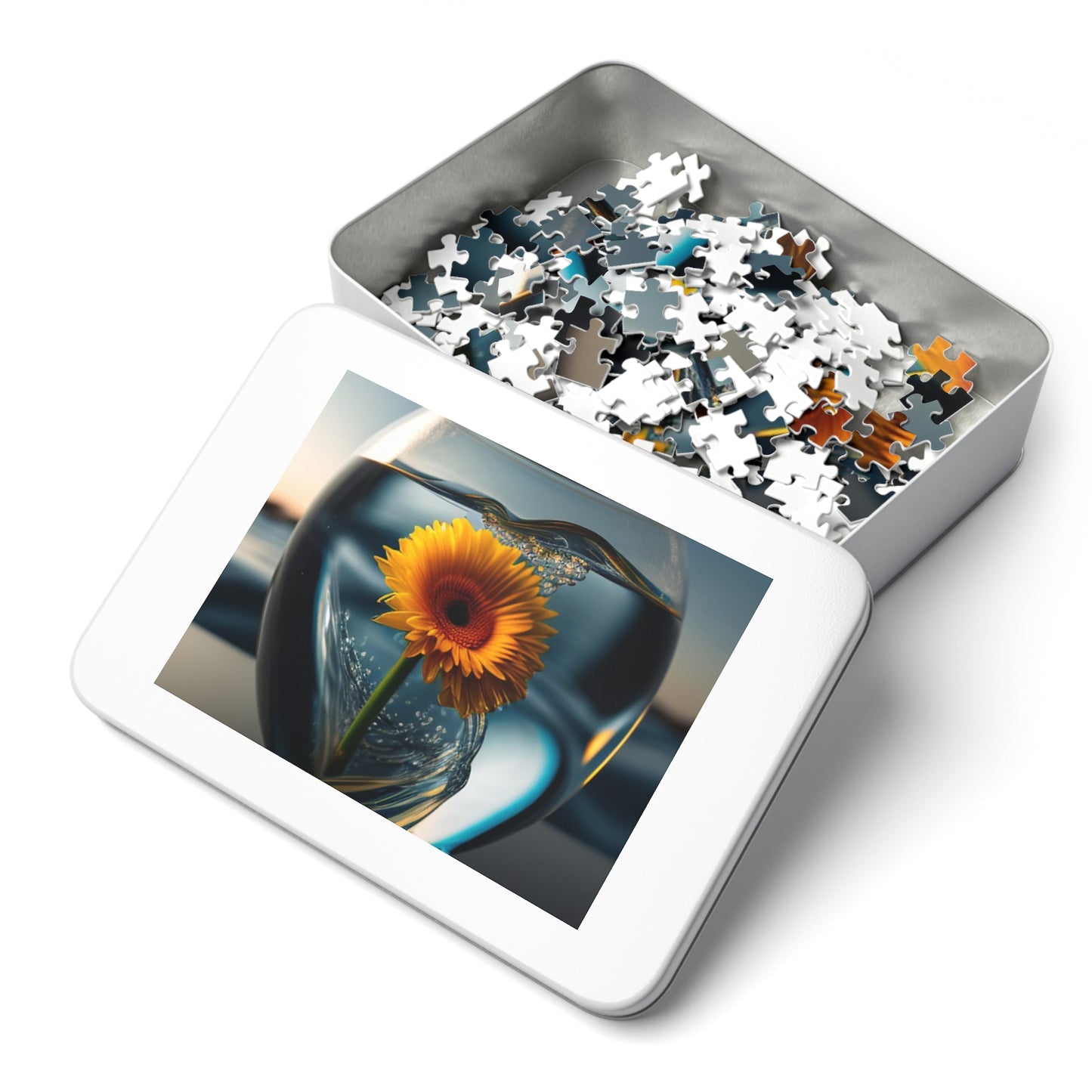 Jigsaw Puzzle (30, 110, 252, 500,1000-Piece) yello Gerbera glass 3