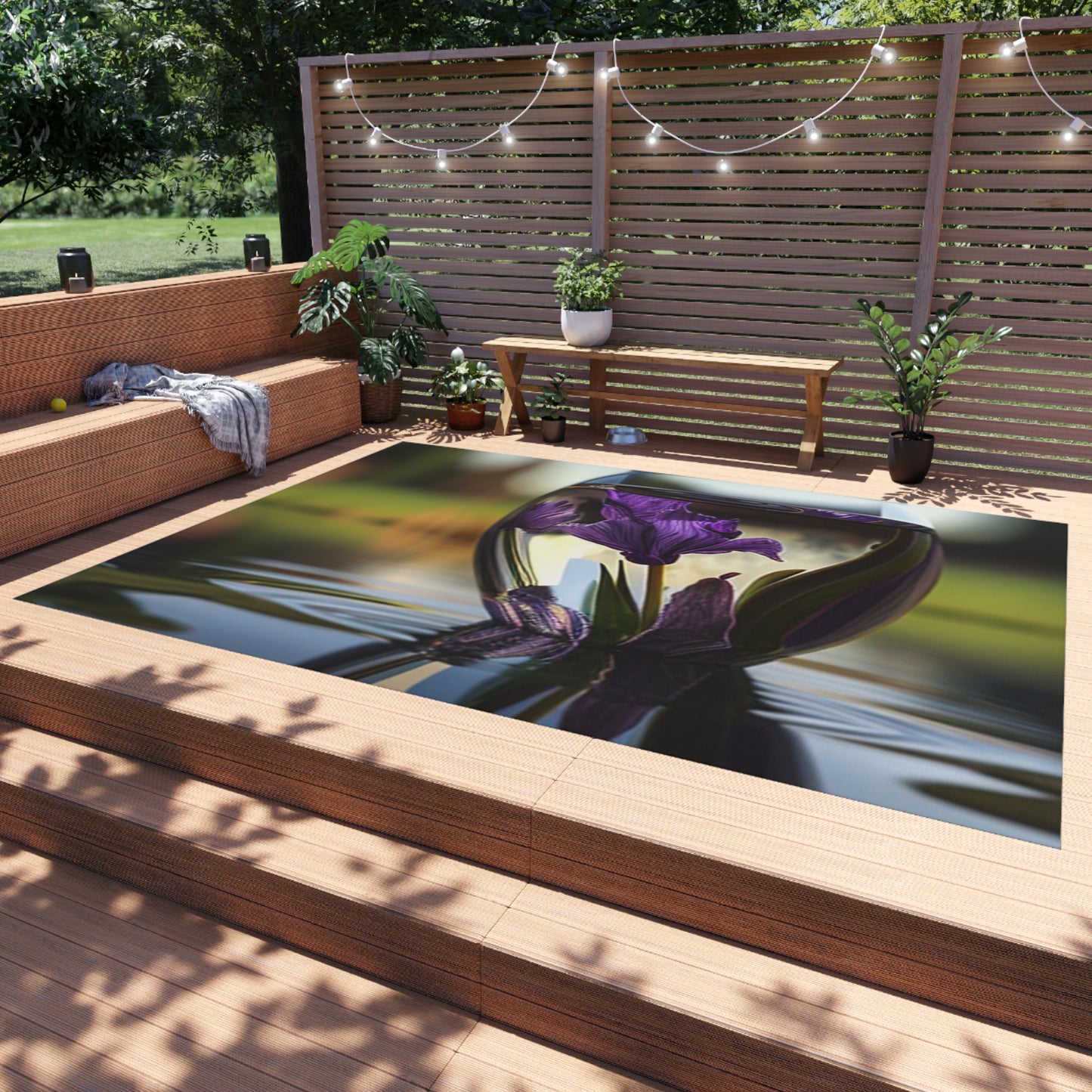 Outdoor Rug  Purple Iris in a vase 3