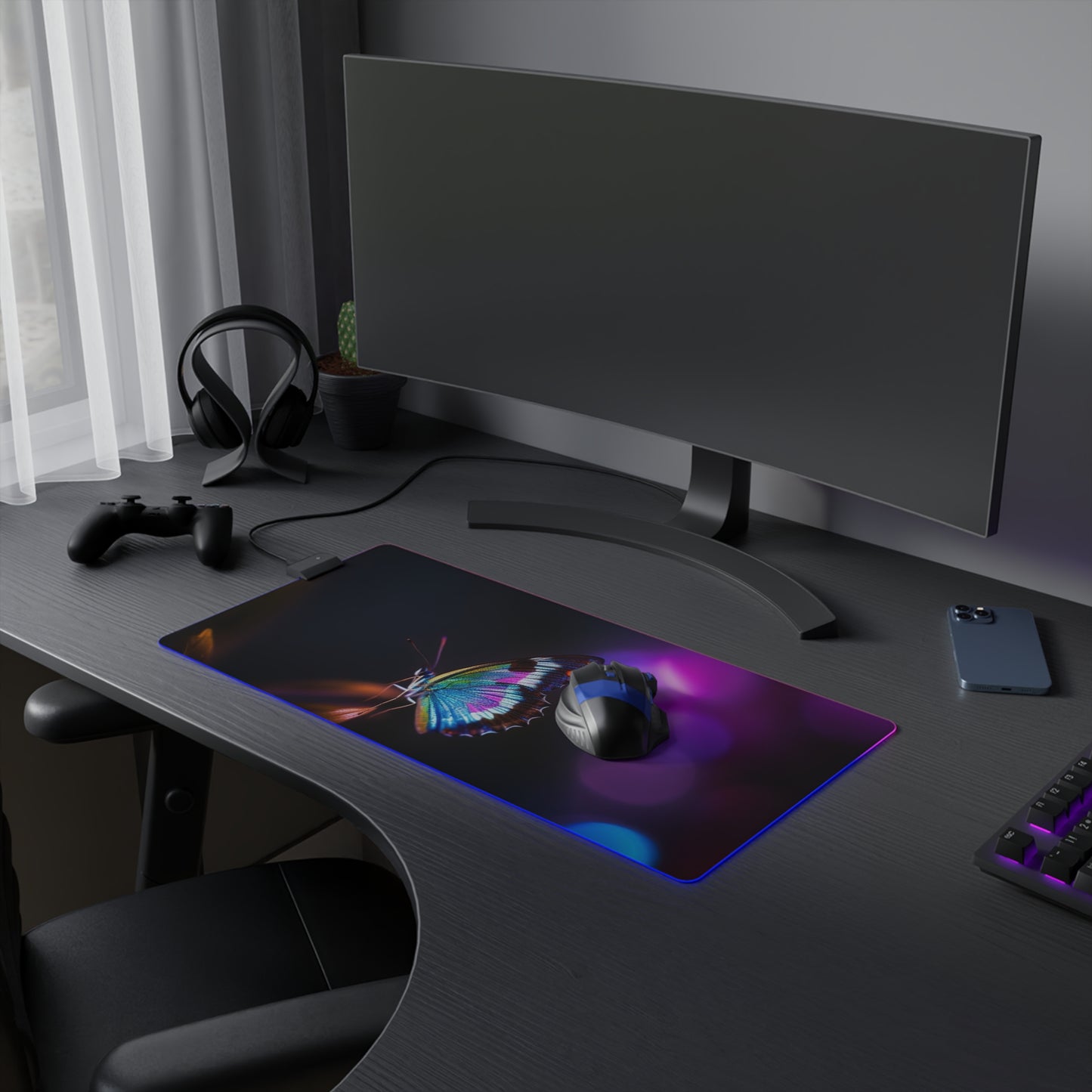 LED Gaming Mouse Pad Photo Realistic Butterfly 1