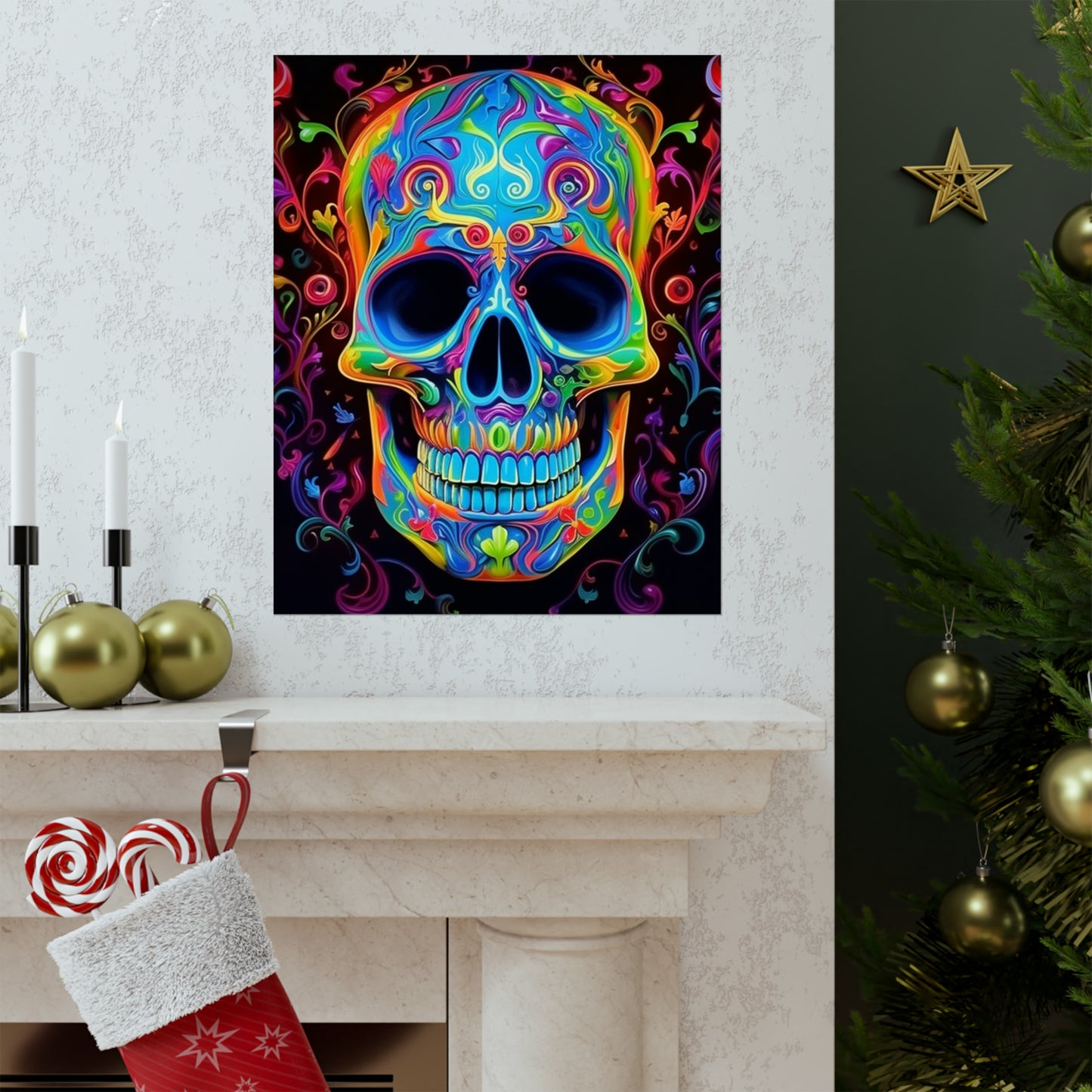 Premium Matte Vertical Posters Macro Skull Color 4