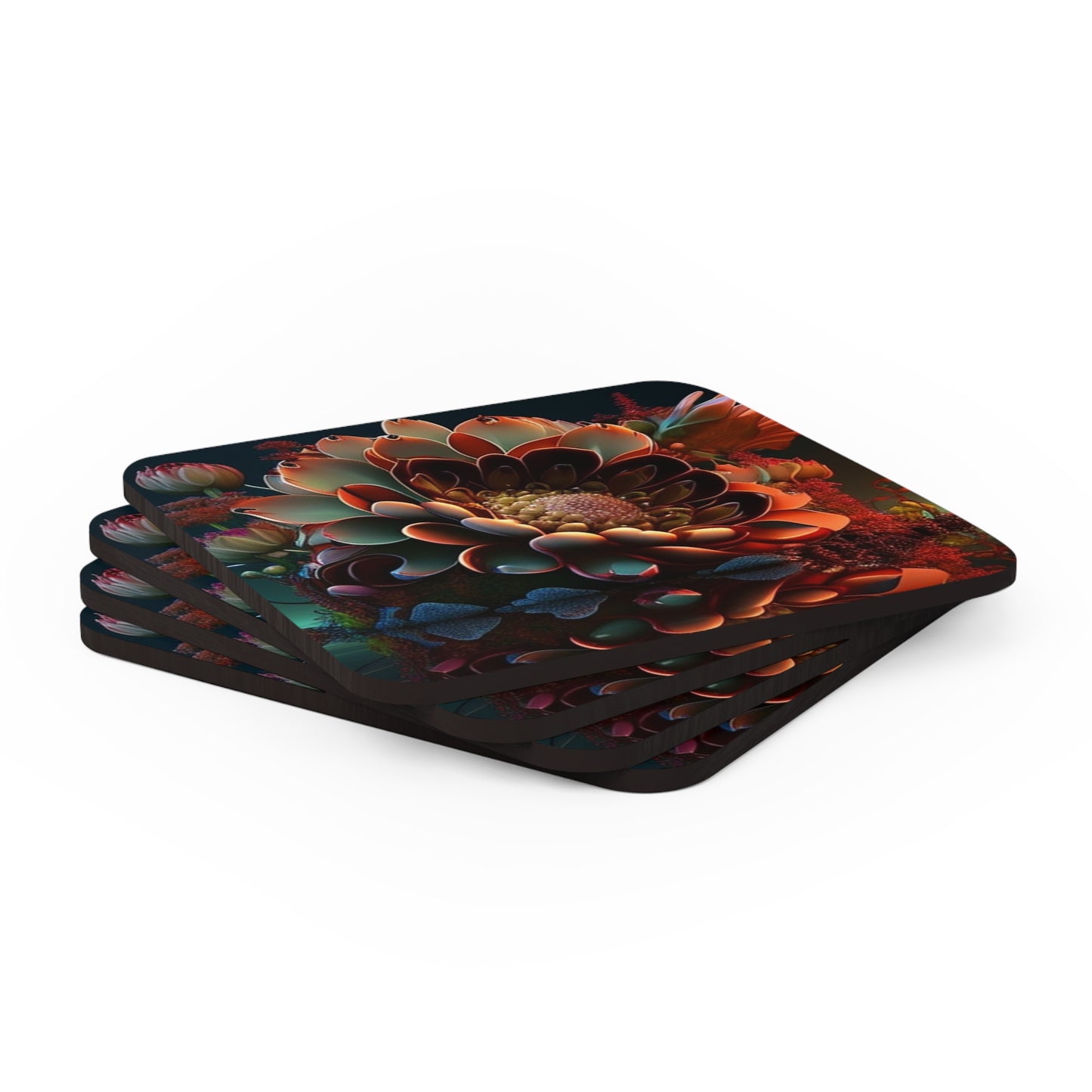 Corkwood Coaster Set Flower Arangment 4
