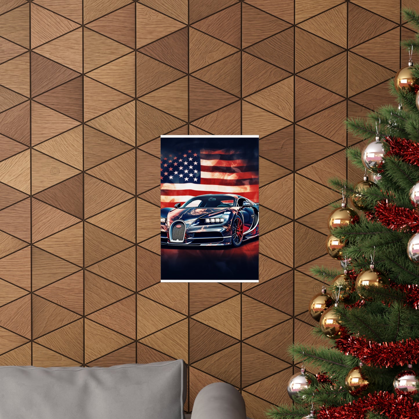 Premium Matte Vertical Posters Abstract American Flag Background Bugatti 4