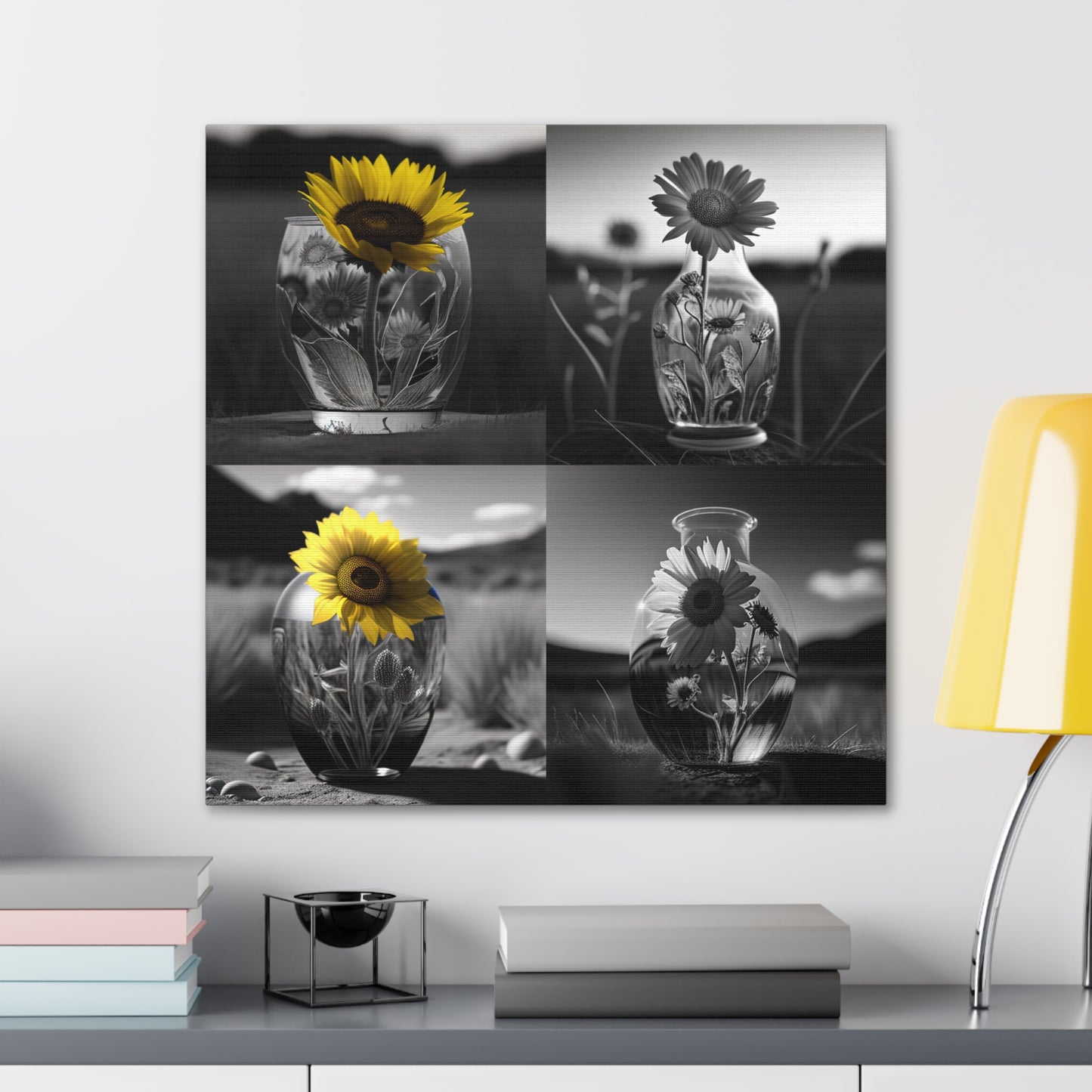 Canvas Gallery Wraps Yellw Sunflower in a vase 5