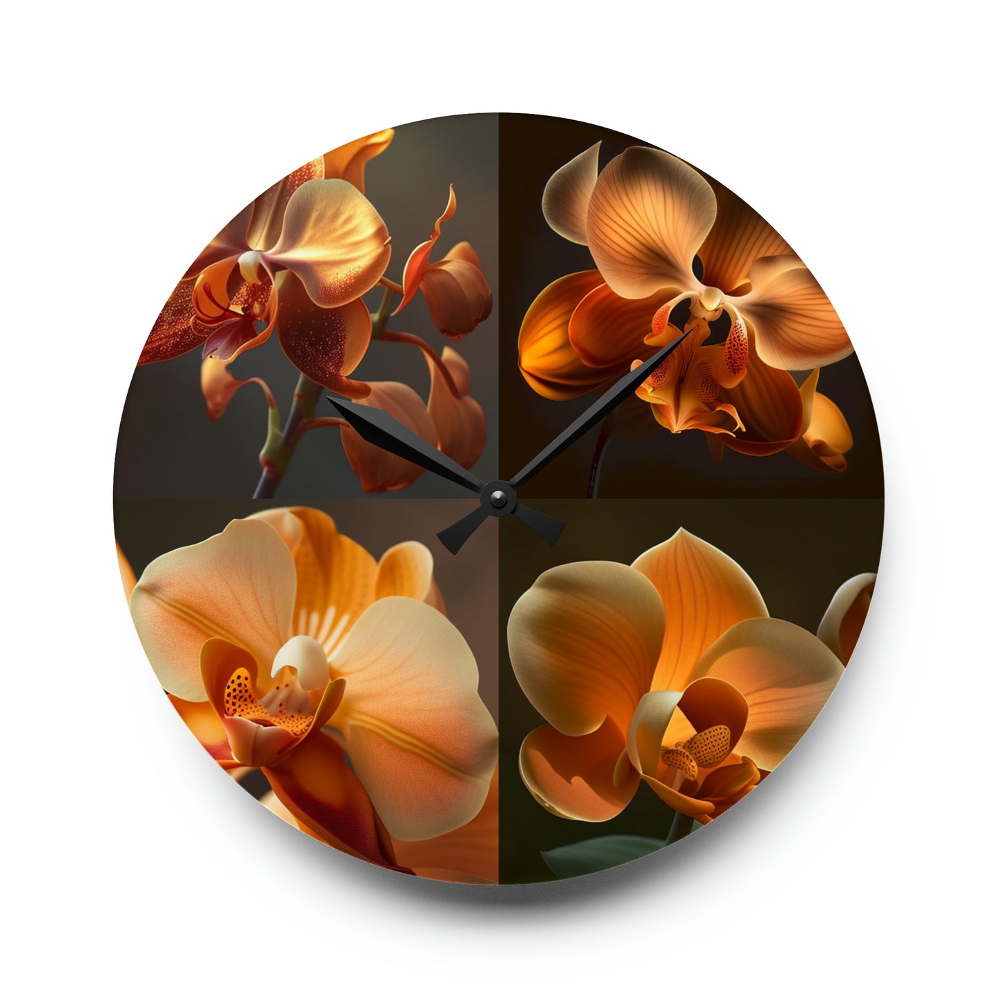 Acrylic Wall Clock Orange Orchid 5