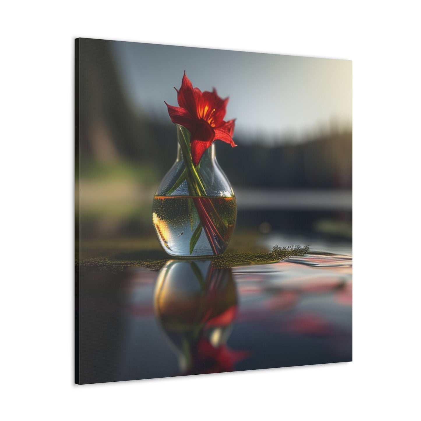 Canvas Gallery Wraps Red Lily in a Glass vase 3