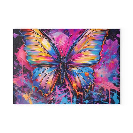 Glass Cutting Board Pink Butterfly Flair 3