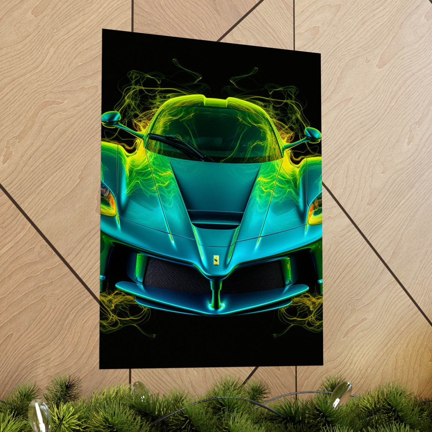 Premium Matte Vertical Posters Ferrari Neon 2