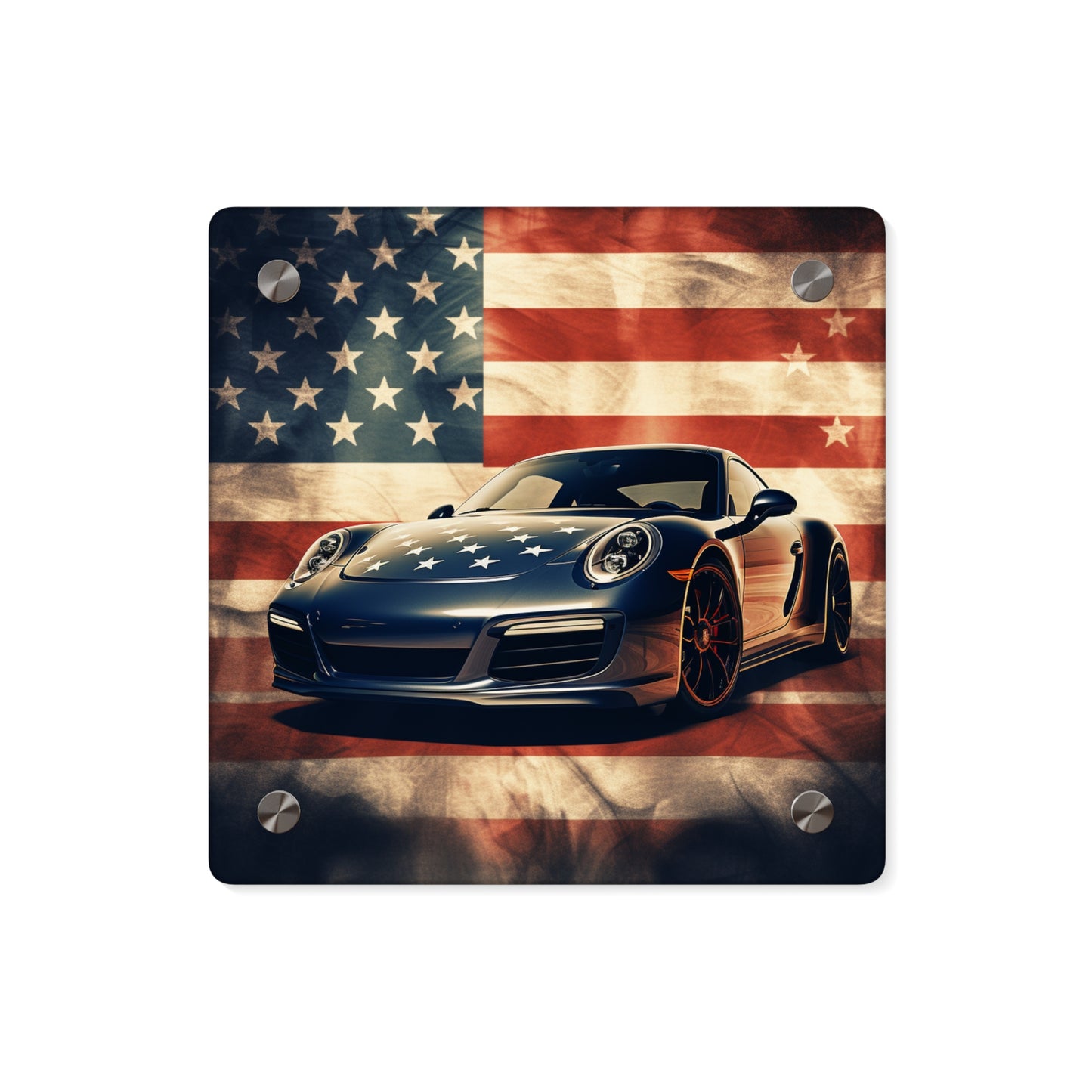 Acrylic Wall Art Panels Abstract American Flag Background Porsche 3