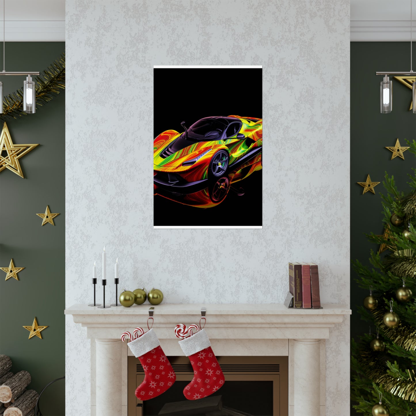 Premium Matte Vertical Posters Ferrari Neon 4