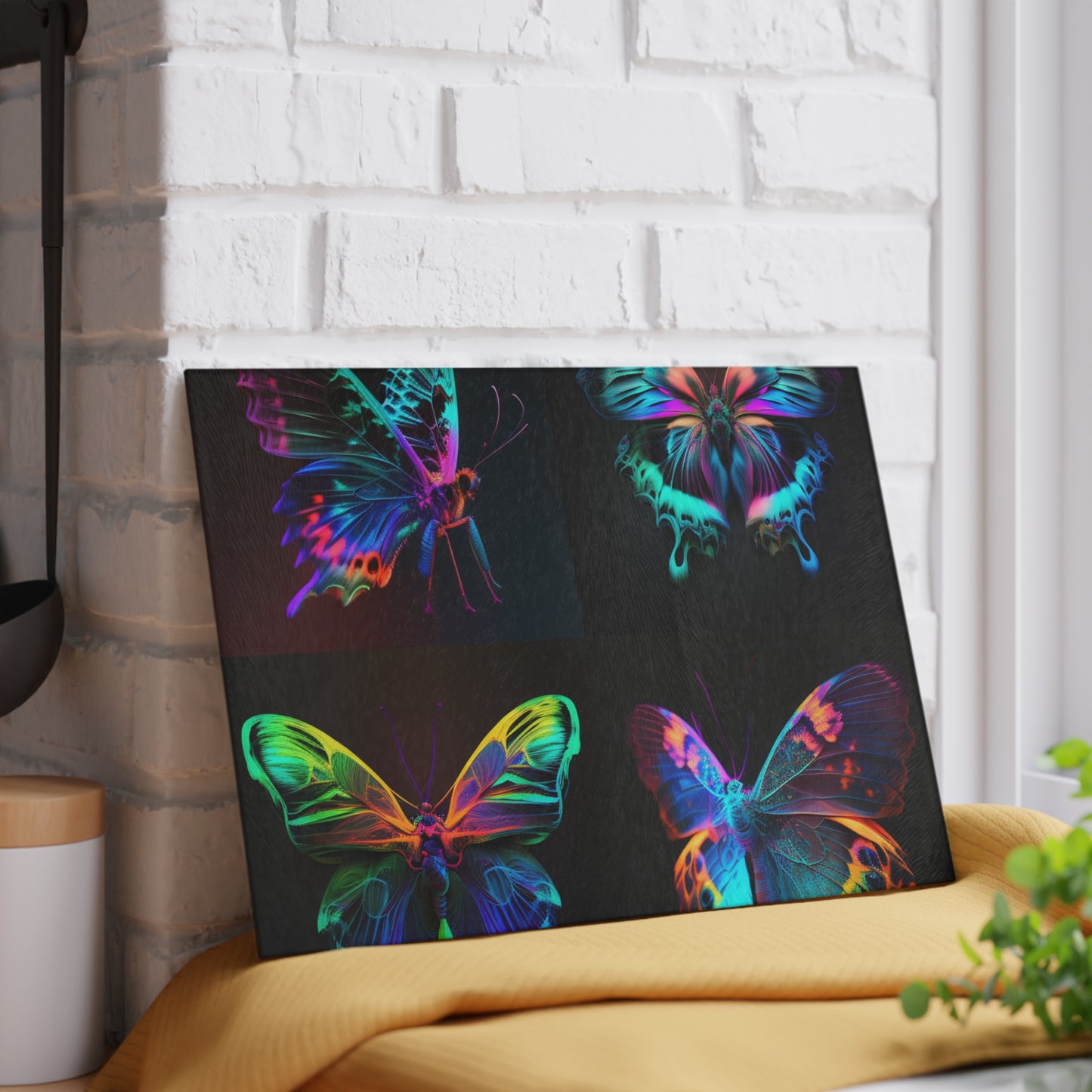 Glass Cutting Board Raw Hyper Color Butterfly 5