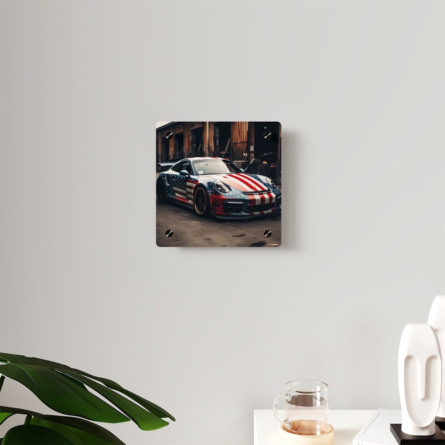 Acrylic Wall Art Panels American Flag Porsche 3