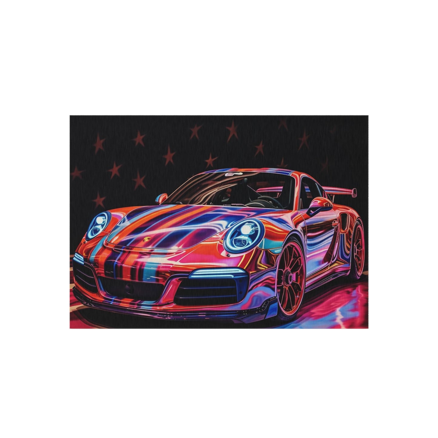 Outdoor Rug  American Flag Colored Porsche 4