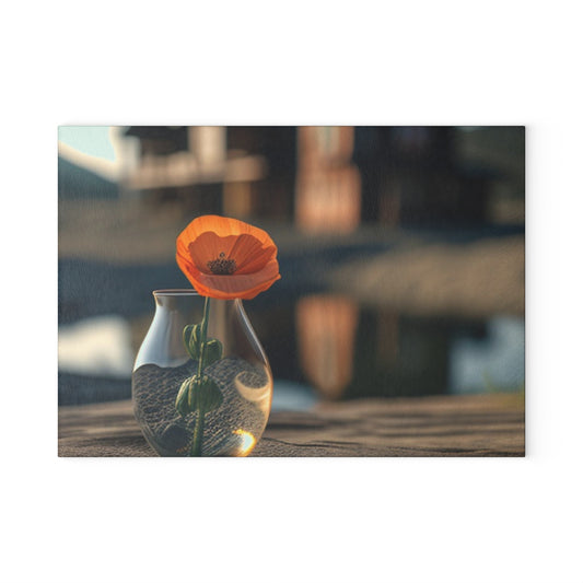 Glass Cutting Board Orange Poppy in a Vase 4