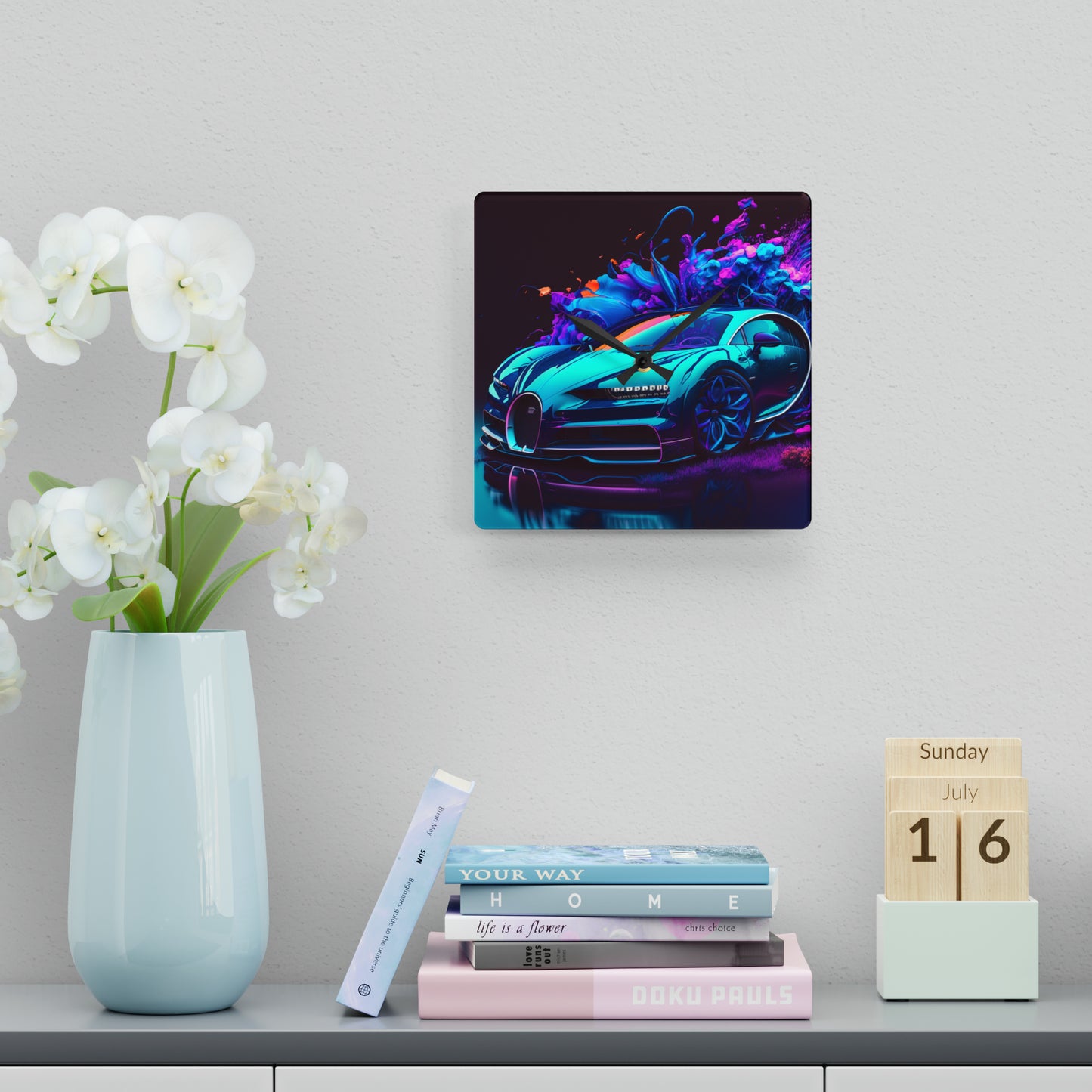 Acrylic Wall Clock Bugatti Neon Chiron 3