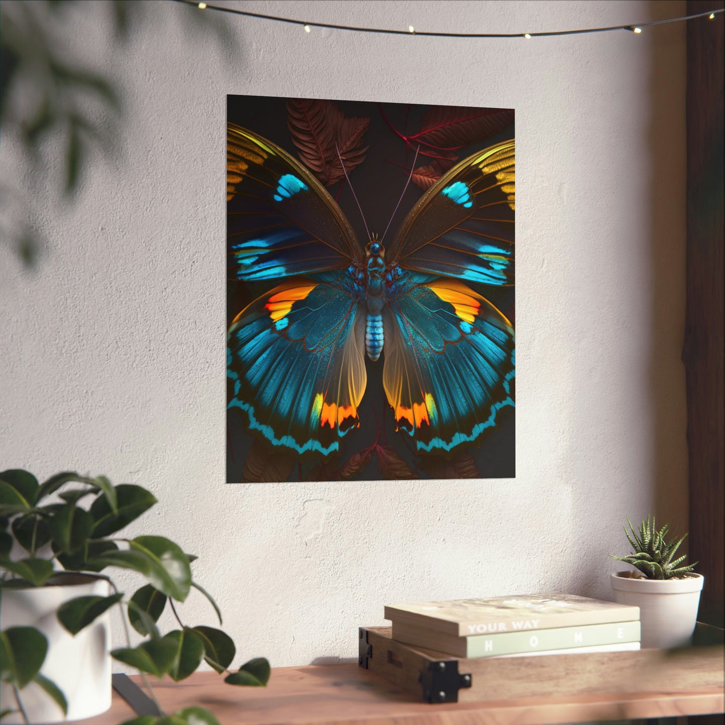 Premium Matte Vertical Posters Neon Butterfly Flair 1