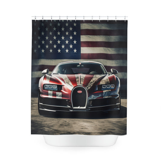 Polyester Shower Curtain American Flag Background Bugatti 3