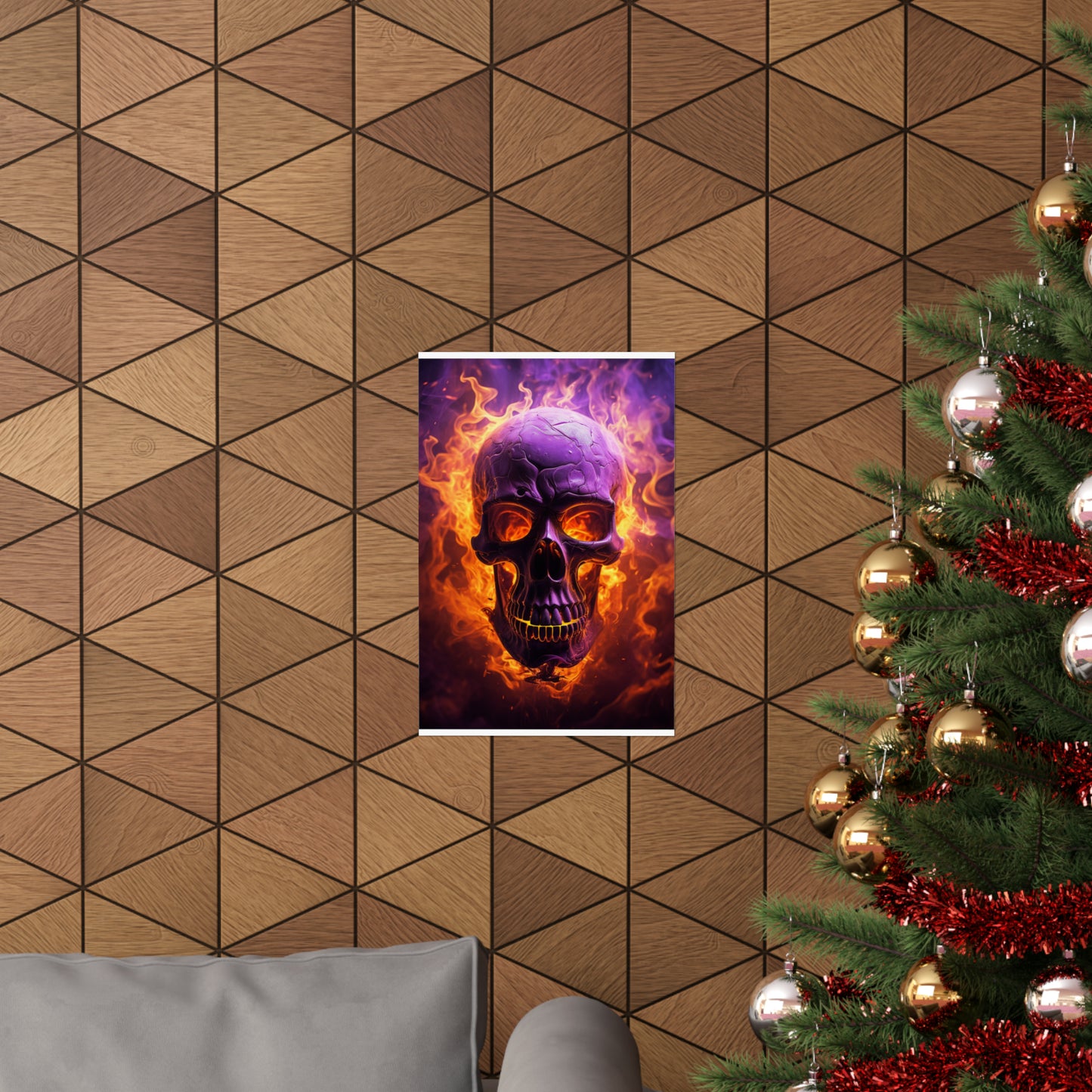 Premium Matte Vertical Posters Skull Flames 3