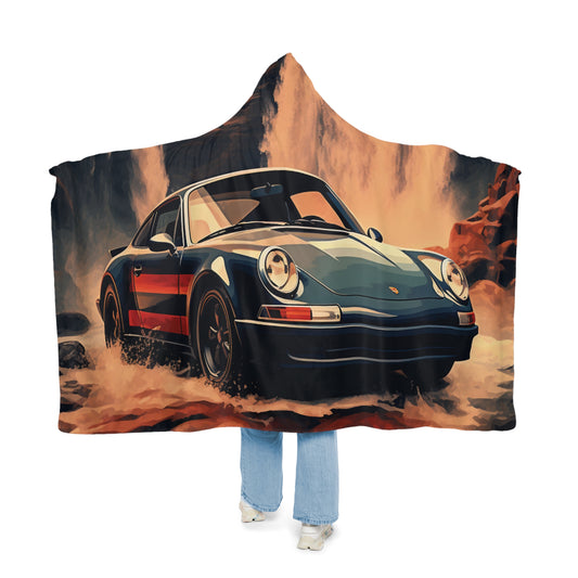 Snuggle Hooded Blanket American Flag Porsche Abstract 3