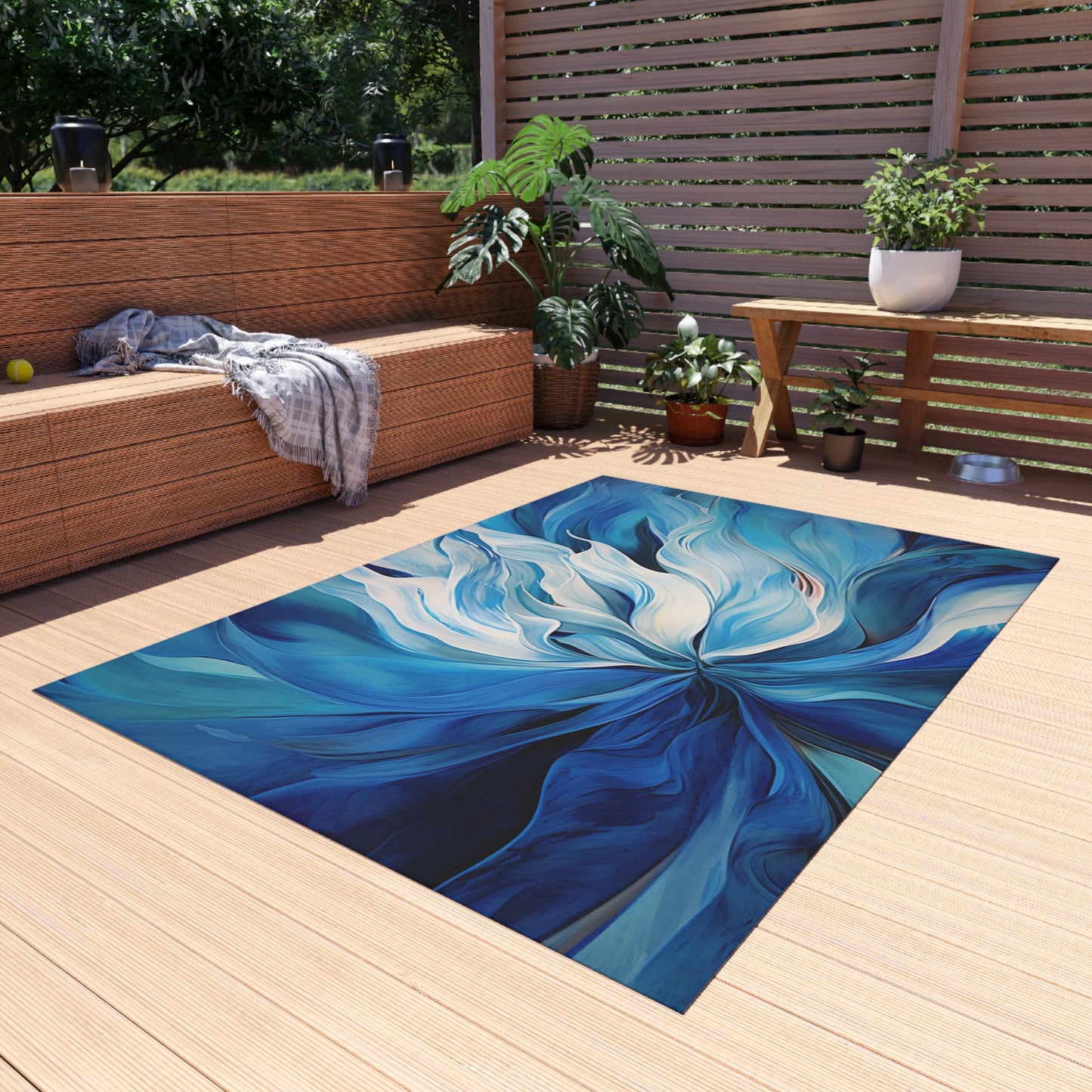 Outdoor Rug  Blue Tluip Abstract 1