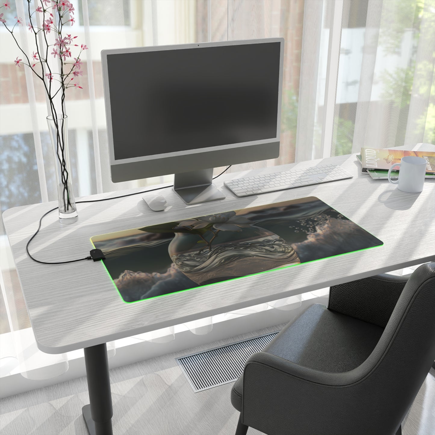 LED Gaming Mouse Pad Jasmine glass vase 2