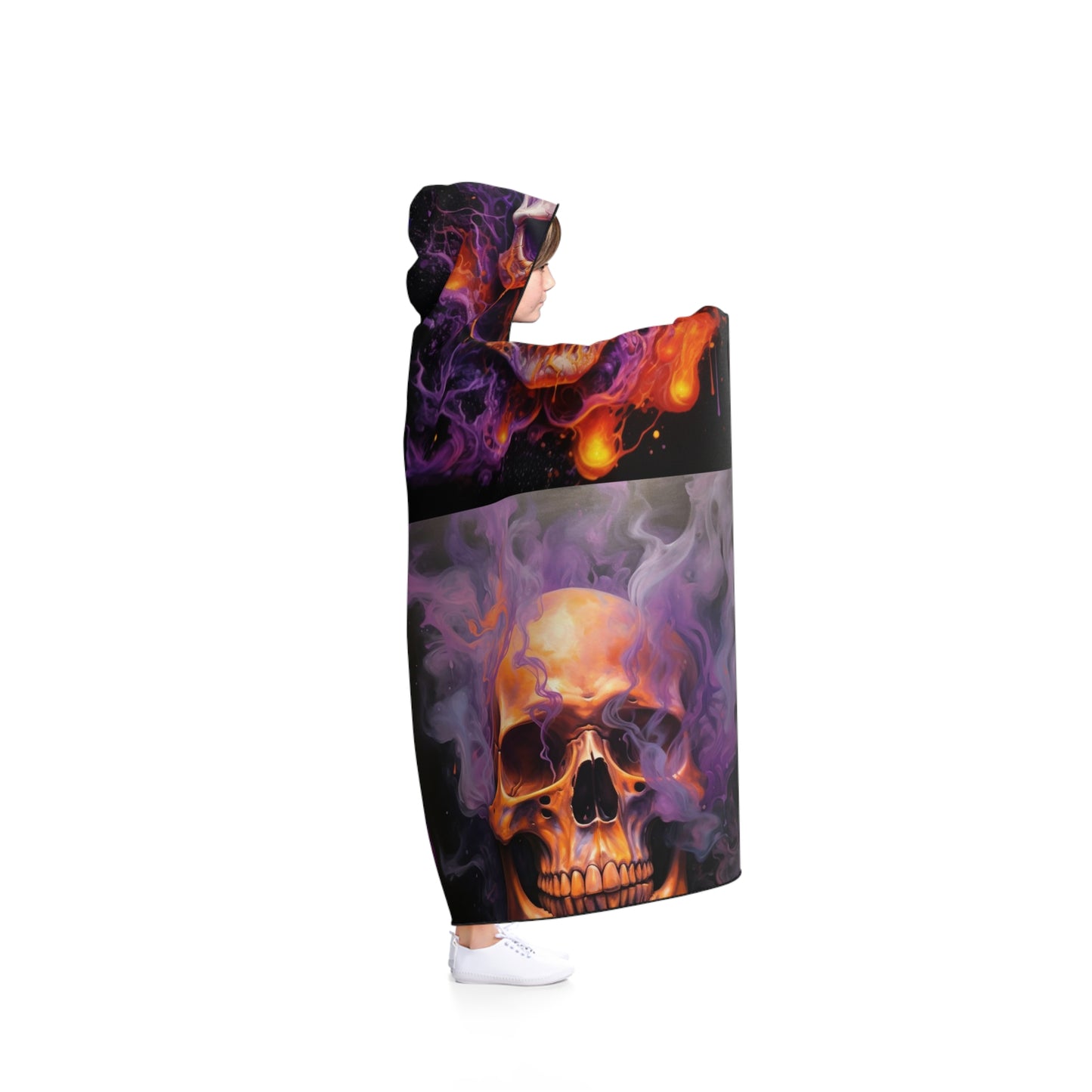 Hooded Blanket Skull Flames 5