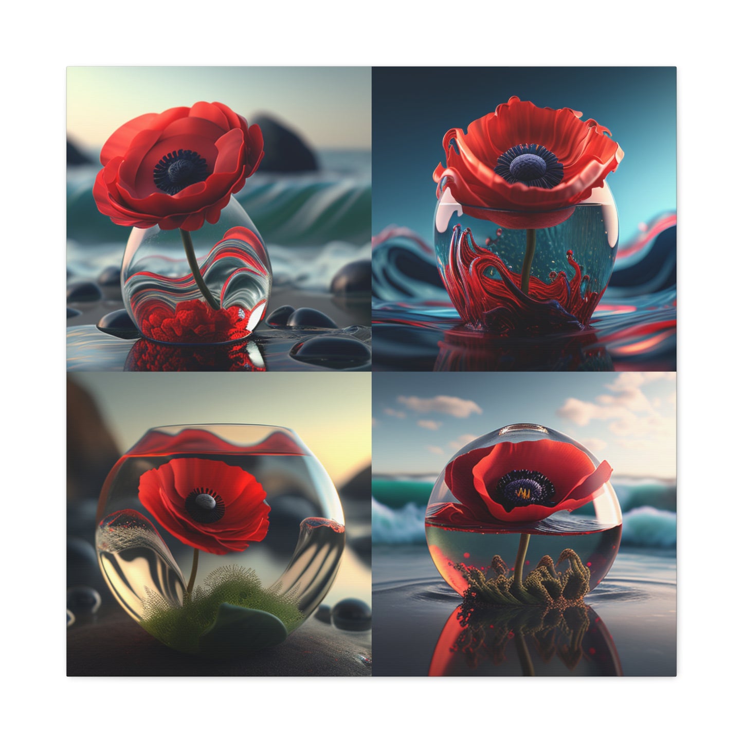 Canvas Gallery Wraps Red Anemone in a Vase 5