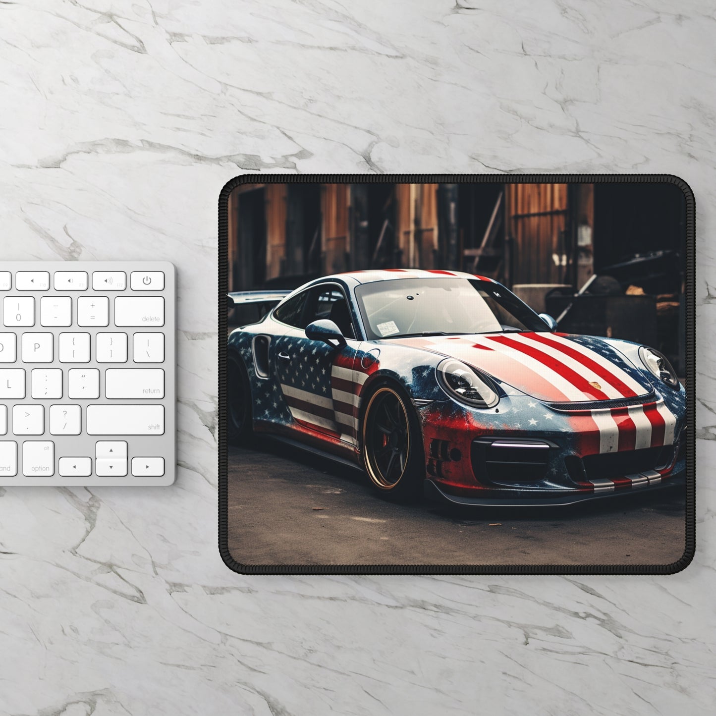 Gaming Mouse Pad  American Flag Porsche 3