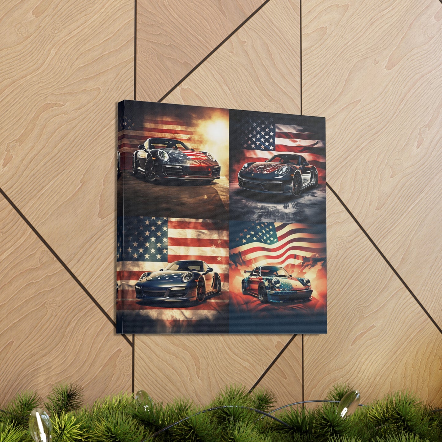 Canvas Gallery Wraps Abstract American Flag Background Porsche 5