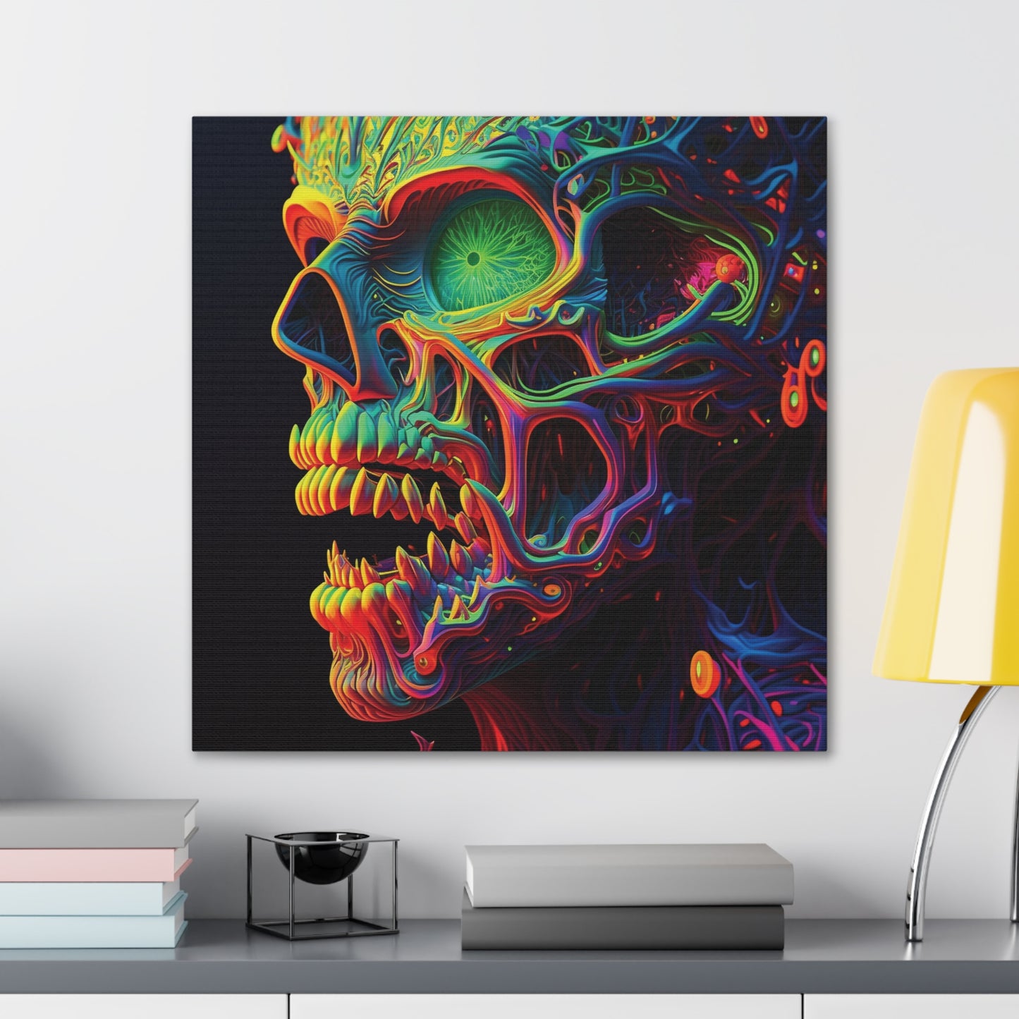 Canvas Gallery Wraps Florescent Skull Death 1