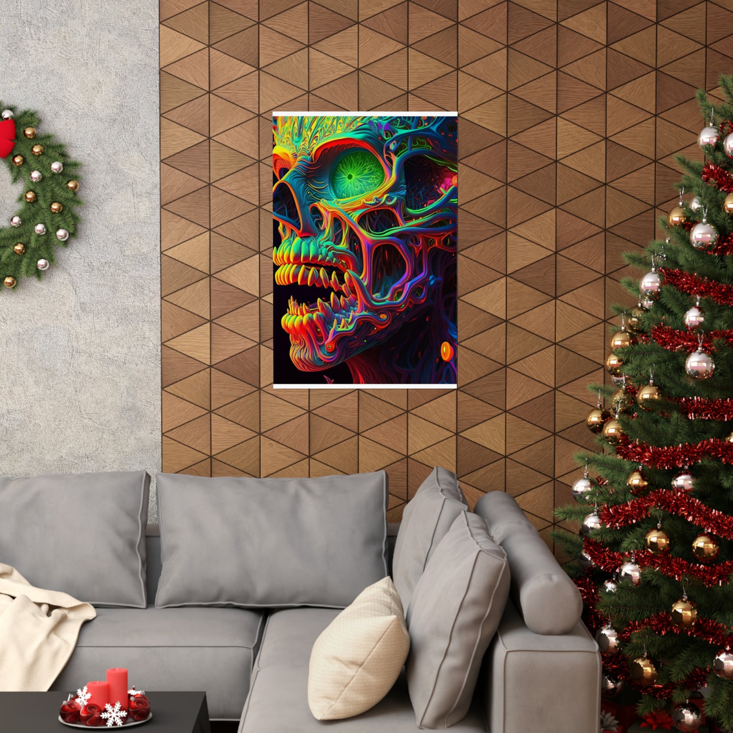 Premium Matte Vertical Posters Florescent Skull Death 1