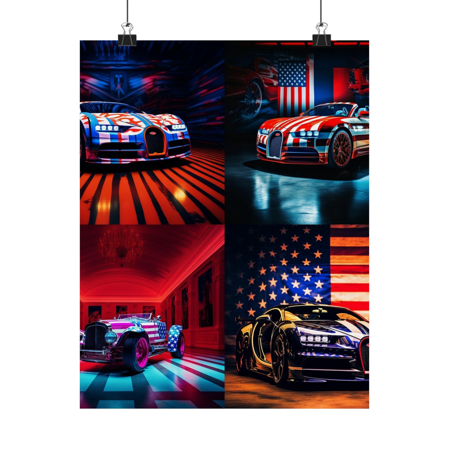 Premium Matte Vertical Posters Macro Bugatti American Flag 5