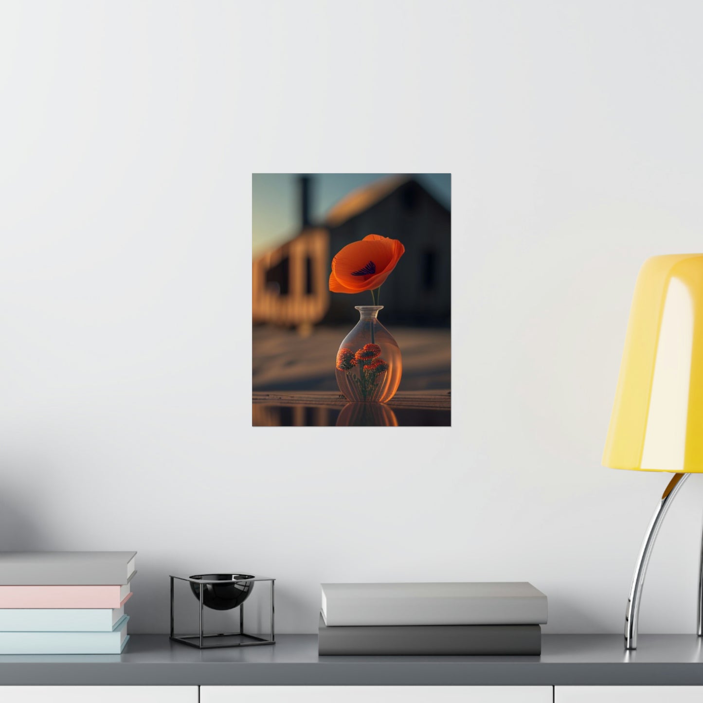 Premium Matte Vertical Posters Orange Poppy in a Vase 3