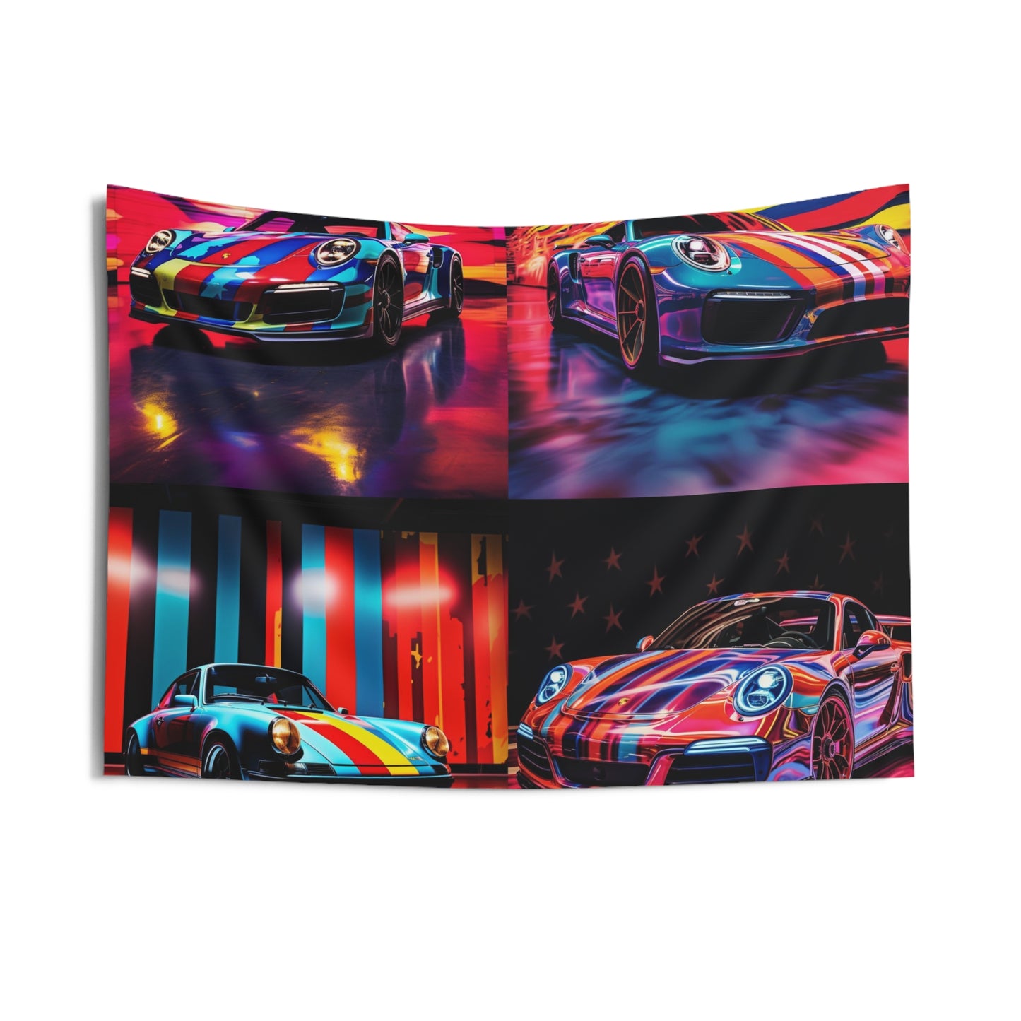Indoor Wall Tapestries Macro American Flag Porsche 5