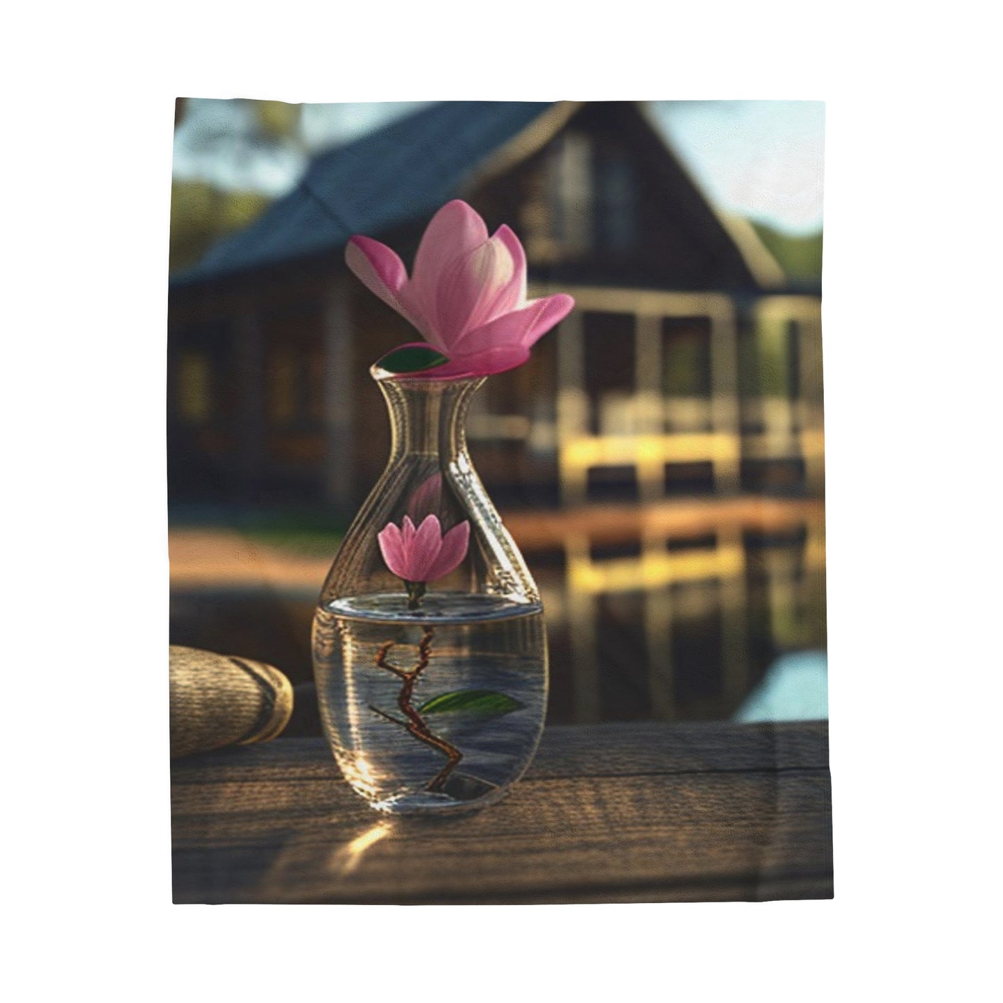 Velveteen Plush Blanket Magnolia in a Glass vase 4