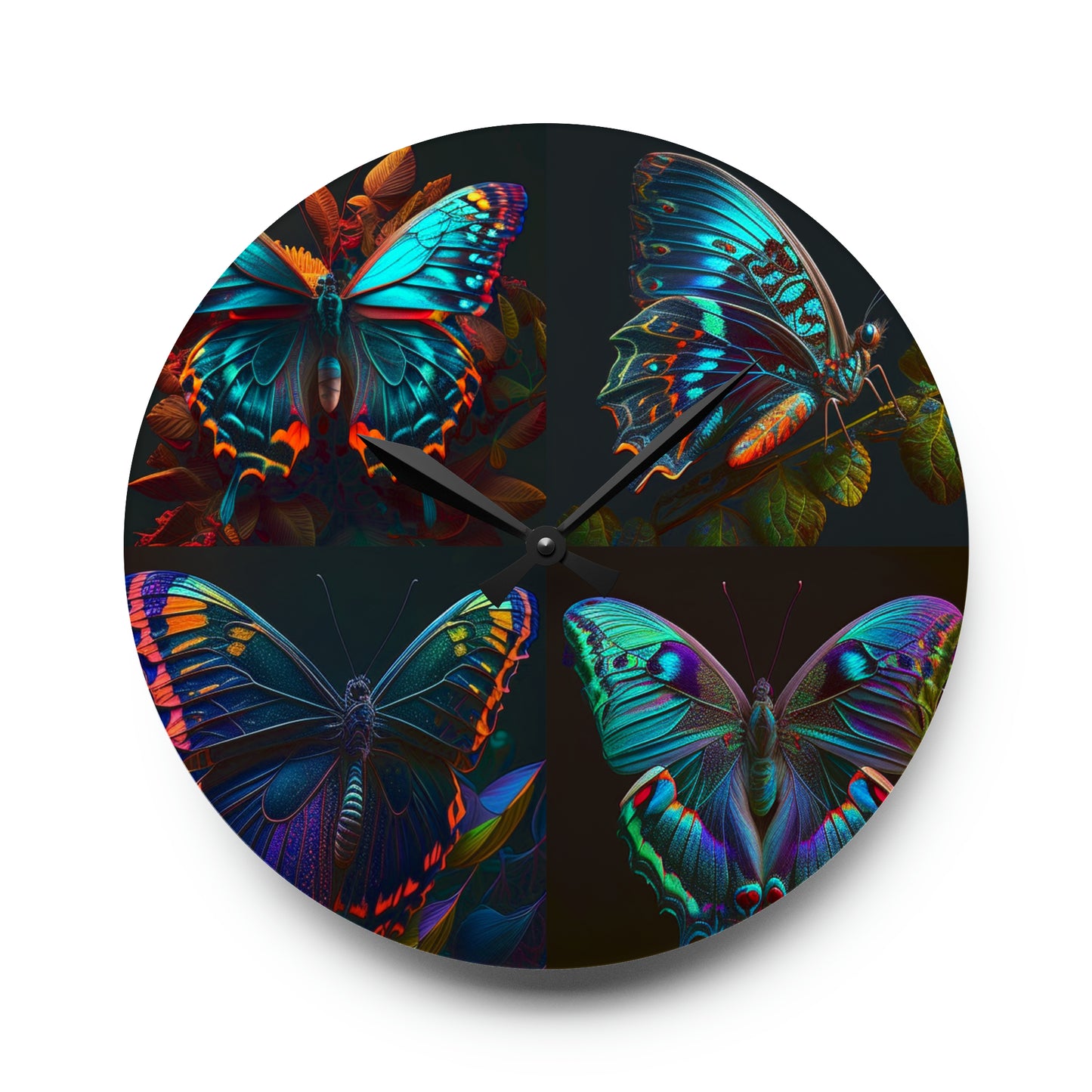 Acrylic Wall Clock Hue Neon Butterfly 5