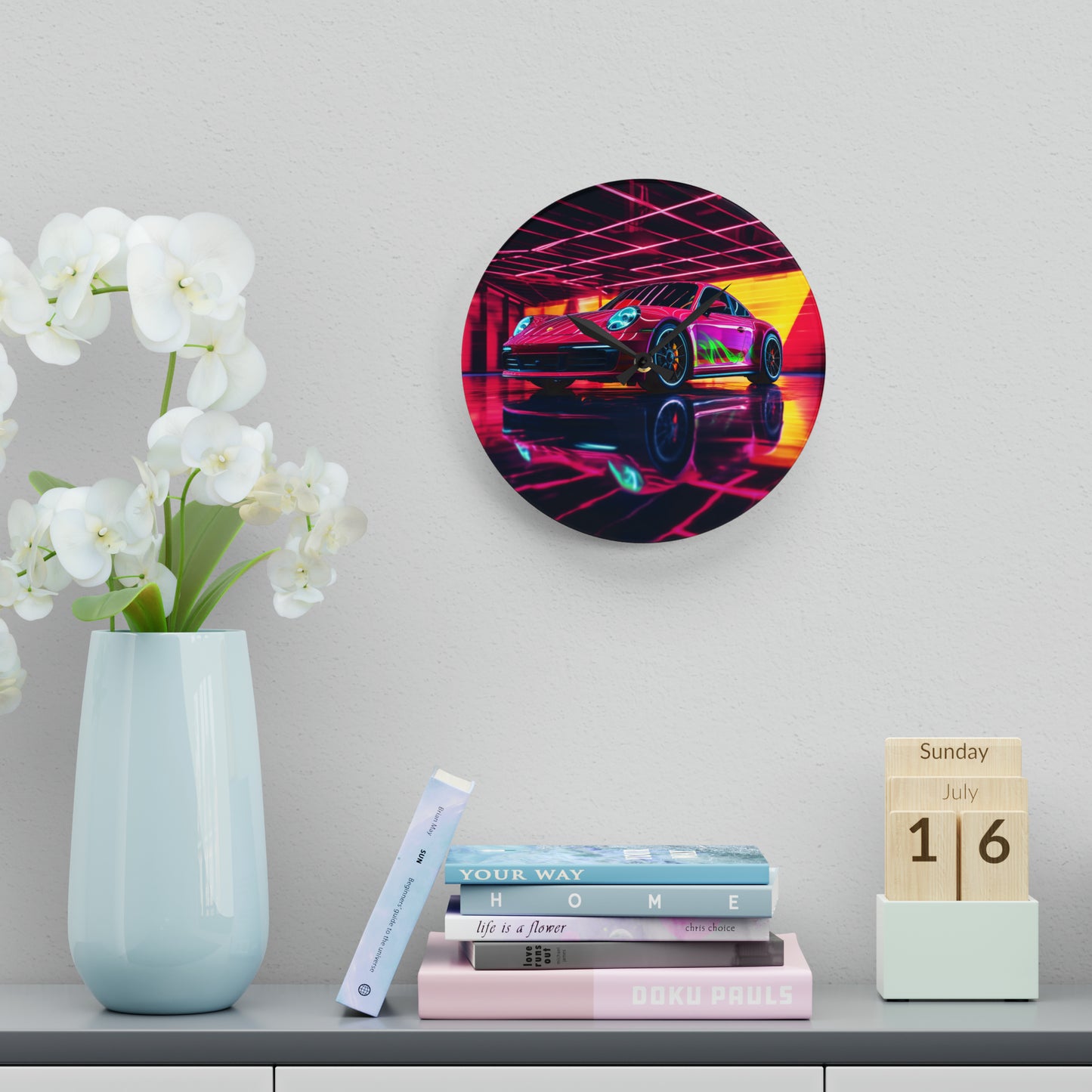 Acrylic Wall Clock Macro Porsche 3