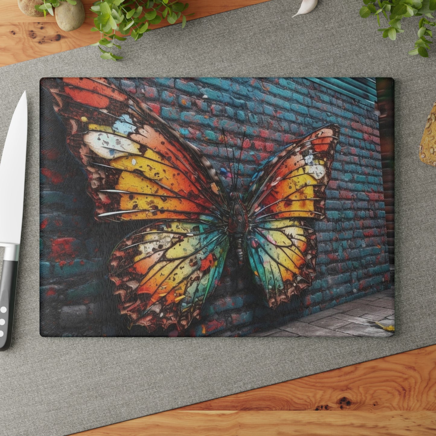 Glass Cutting Board Liquid Street Butterfly 2