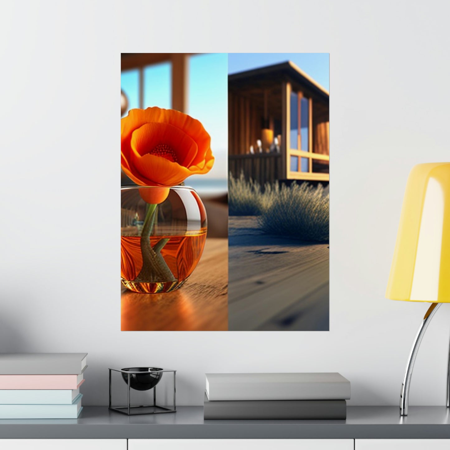 Premium Matte Vertical Posters Poppy in a Glass Vase 3