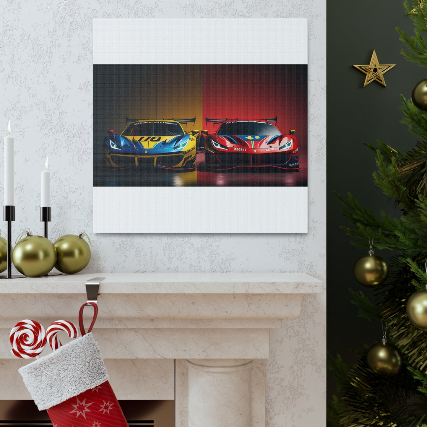 Canvas Gallery Wraps Ferrari Red Blue 3