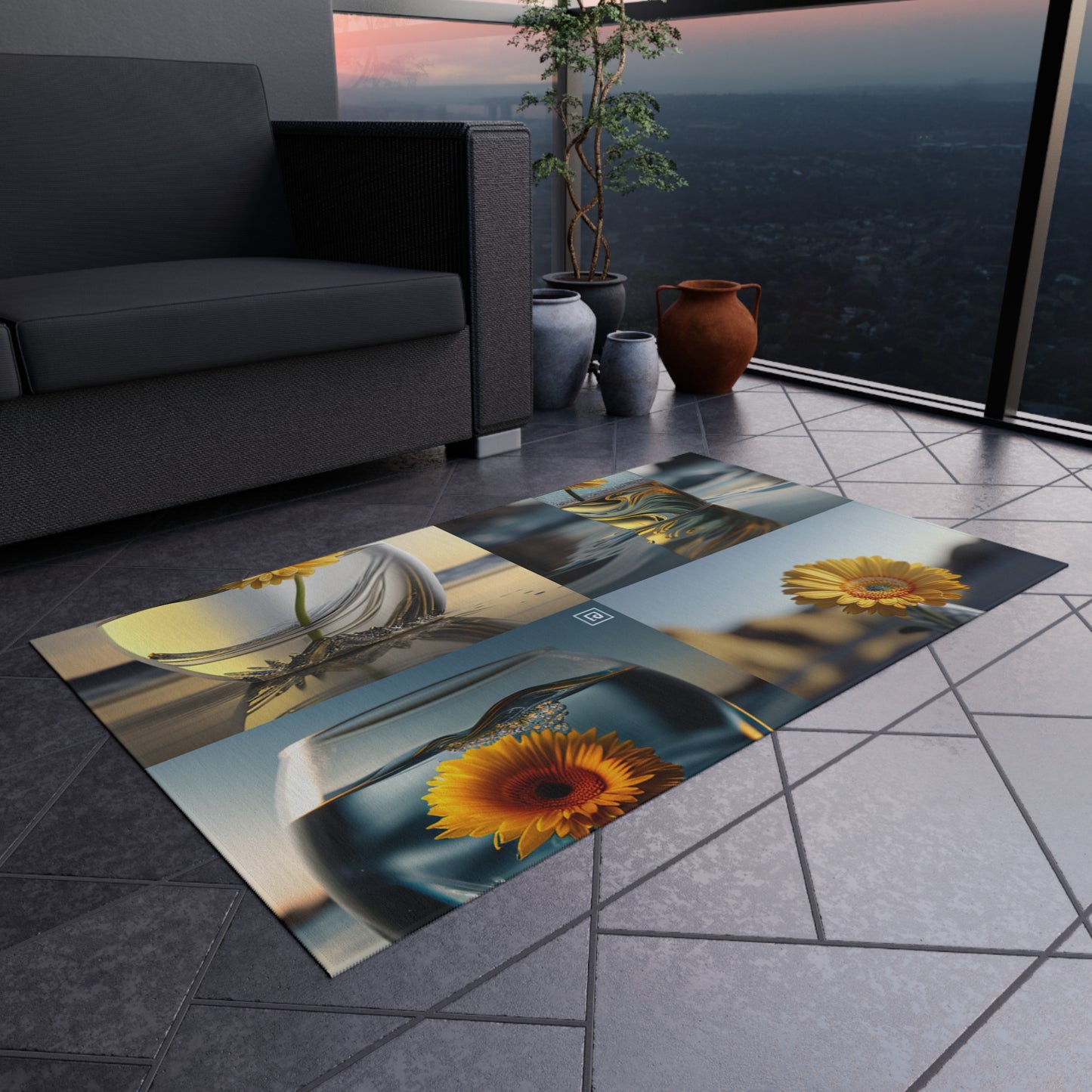 Outdoor Rug  yello Gerbera glass 5