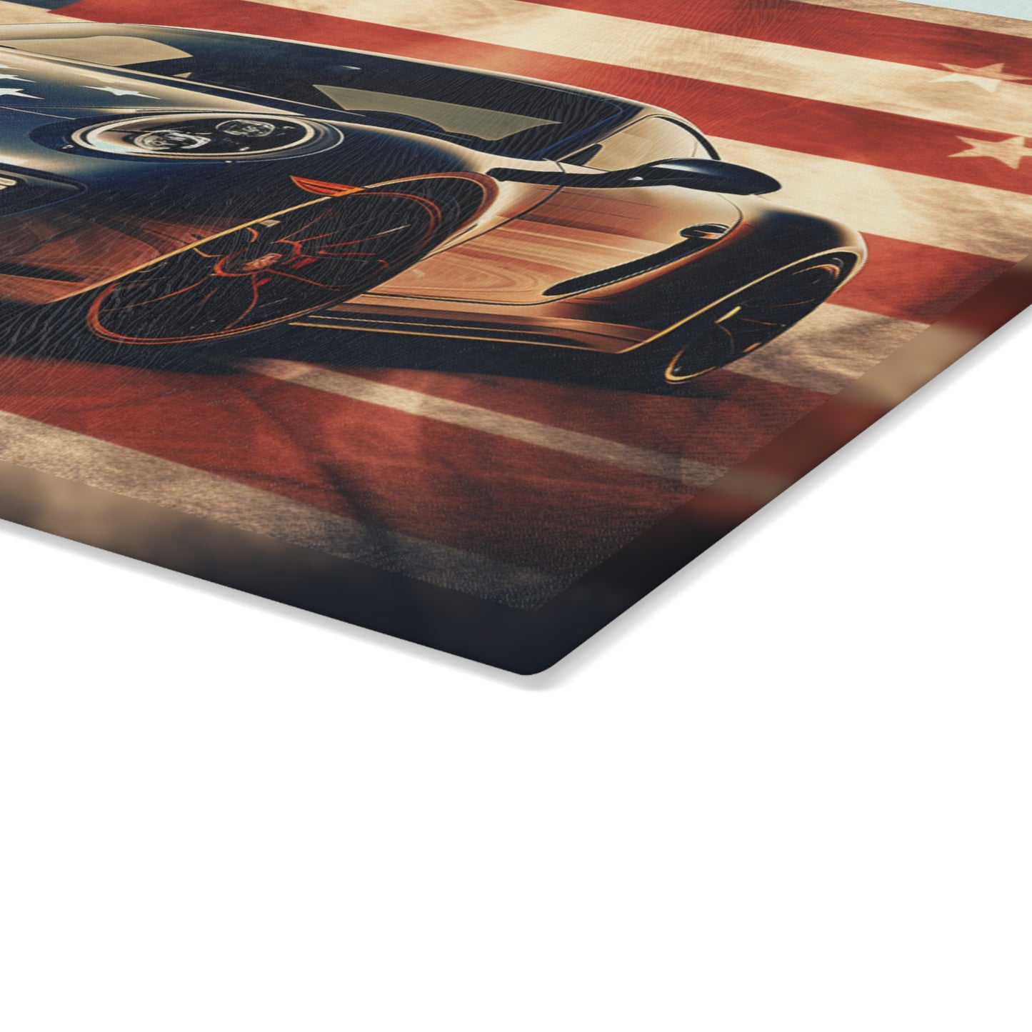 Glass Cutting Board Abstract American Flag Background Porsche 3