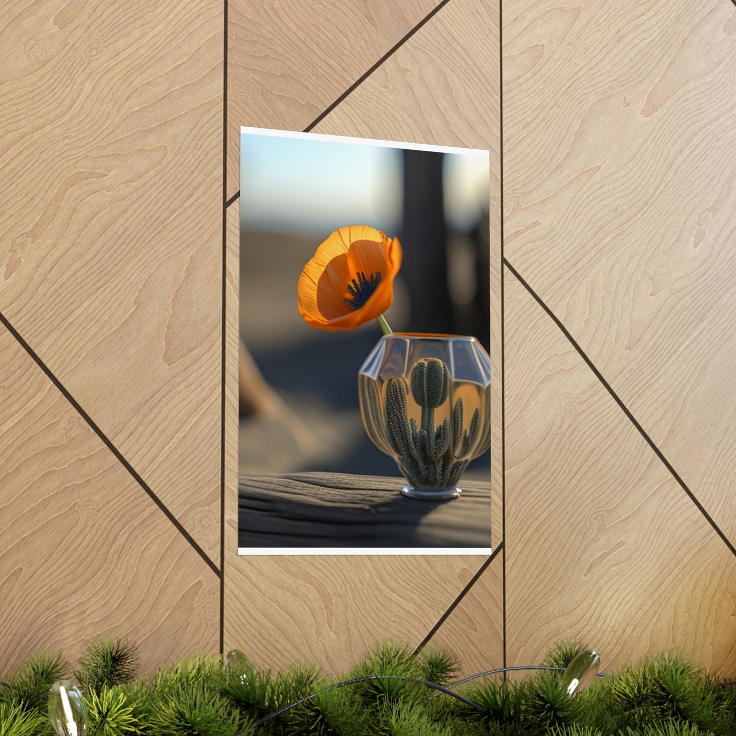 Premium Matte Vertical Posters Orange Poppy in a Vase 2