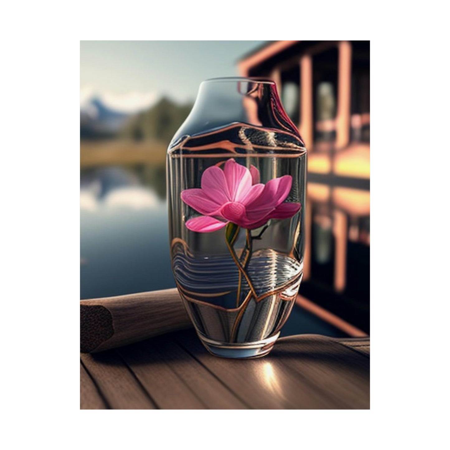 Premium Matte Vertical Posters Magnolia in a Glass vase 3