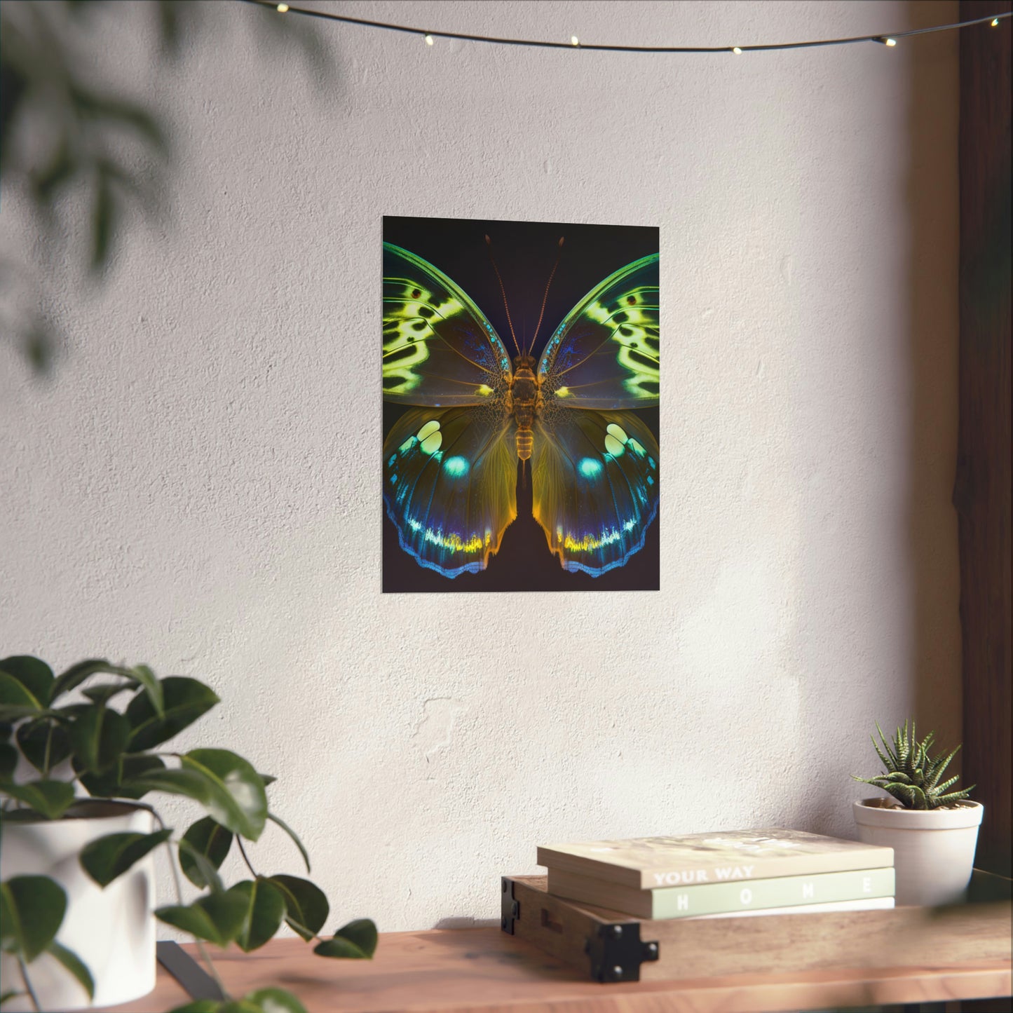 Premium Matte Vertical Posters Neon Hue Butterfly 1