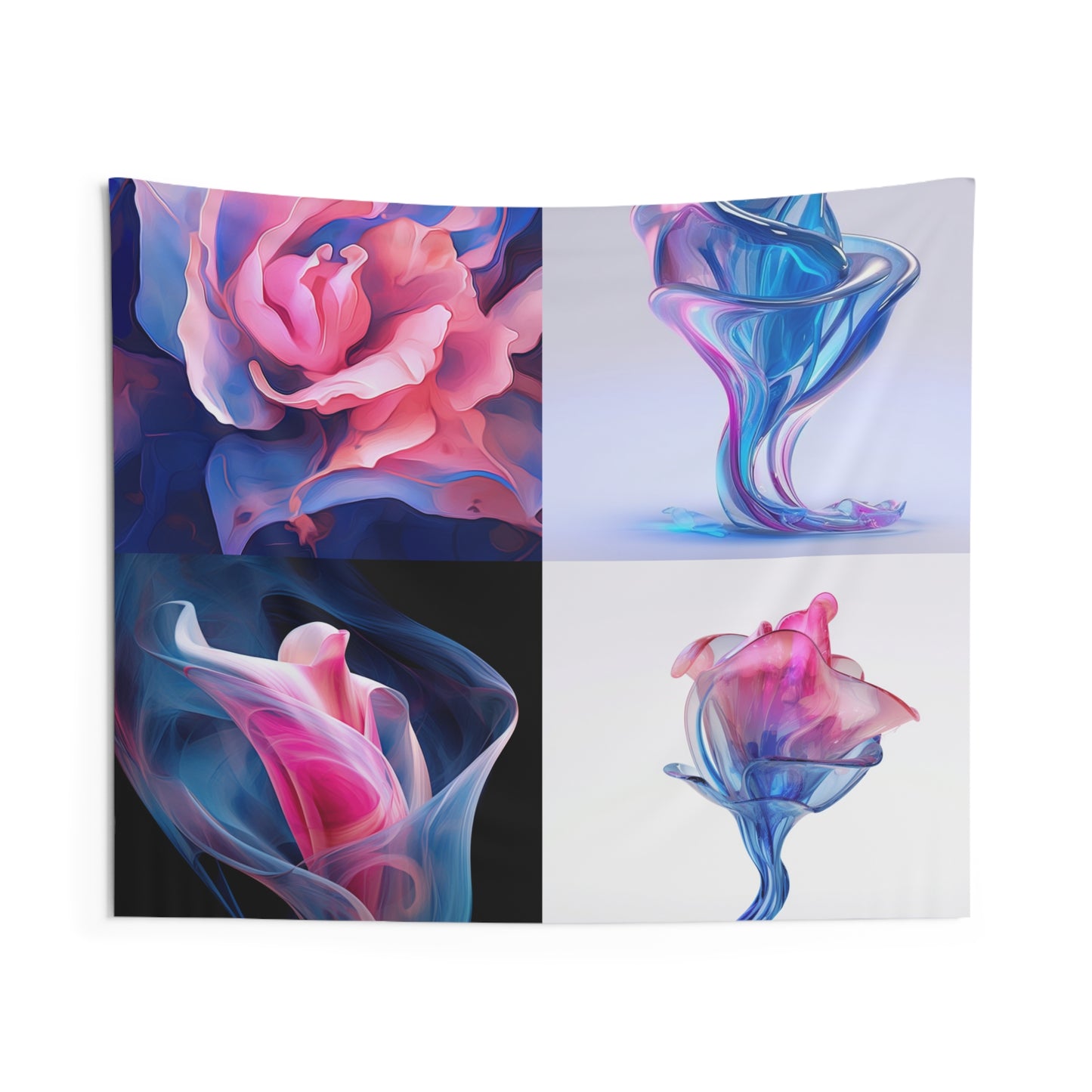 Indoor Wall Tapestries Pink & Blue Tulip Rose 5
