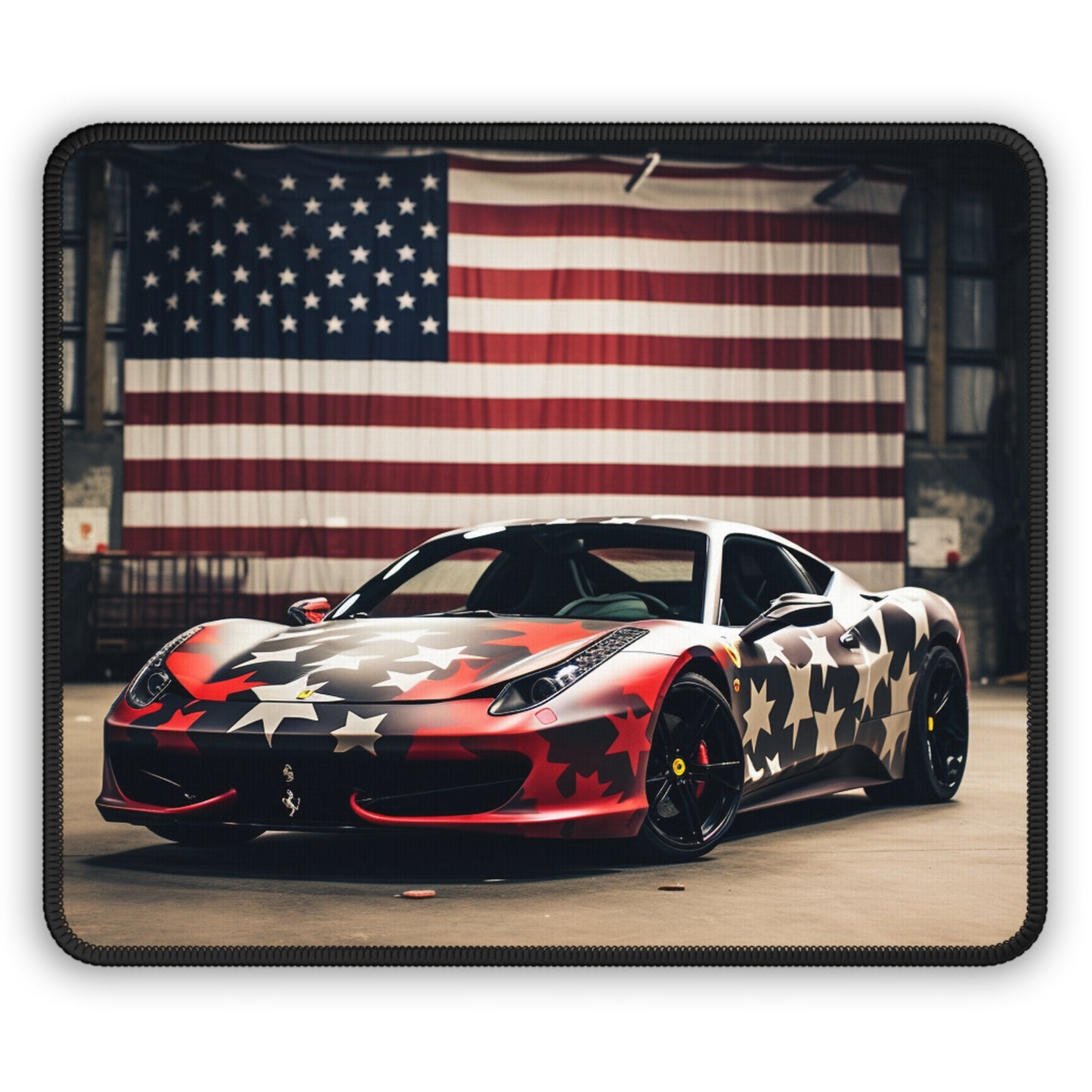 Gaming Mouse Pad  American Flag Farrari 1