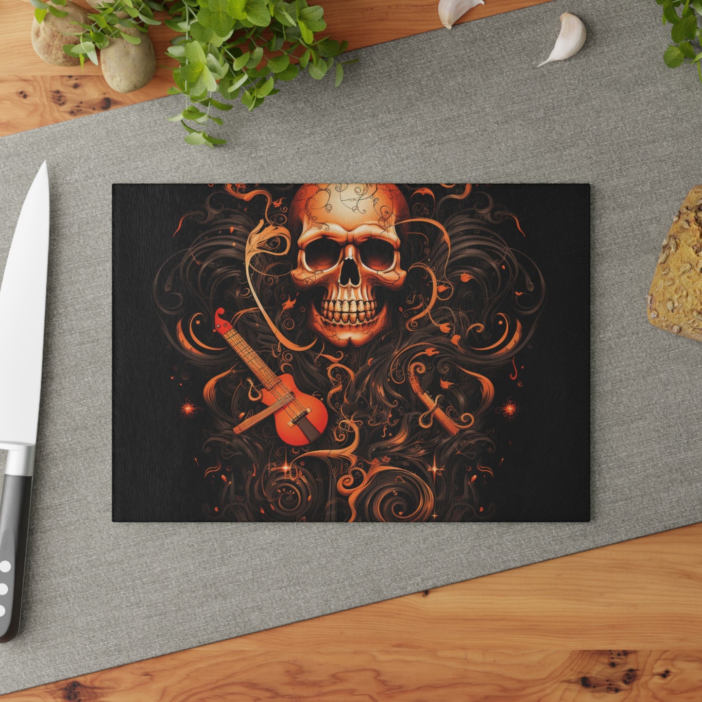 Glass Cutting Board Skull Treble Clef 4