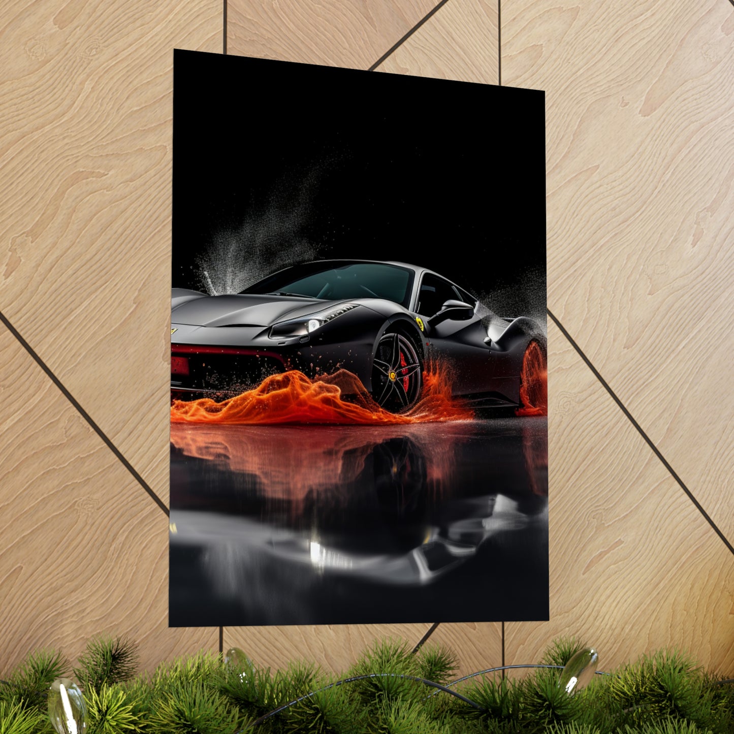 Premium Matte Vertical Posters Ferrari Water Splash 3