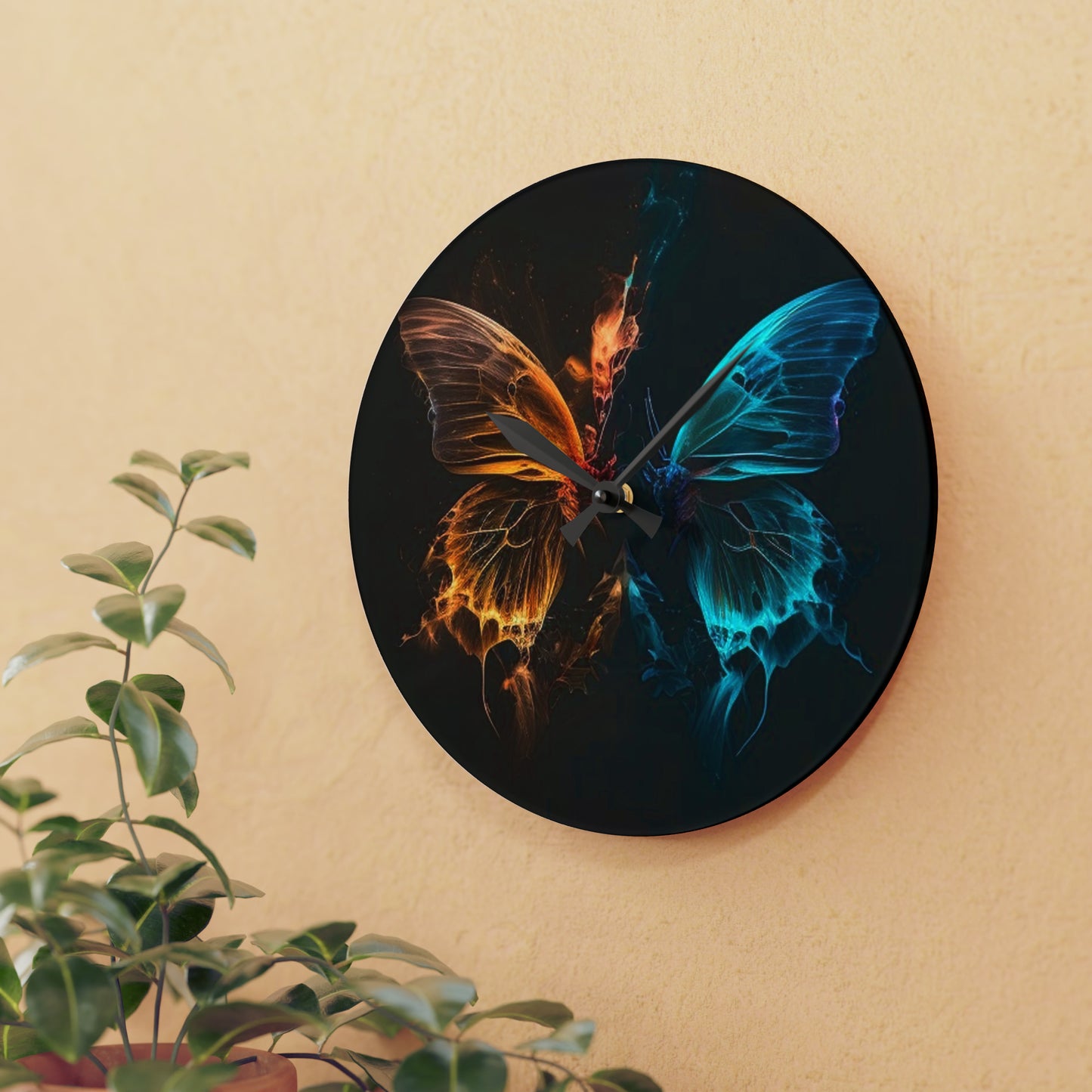 Acrylic Wall Clock Neon Glo Butterfly 4