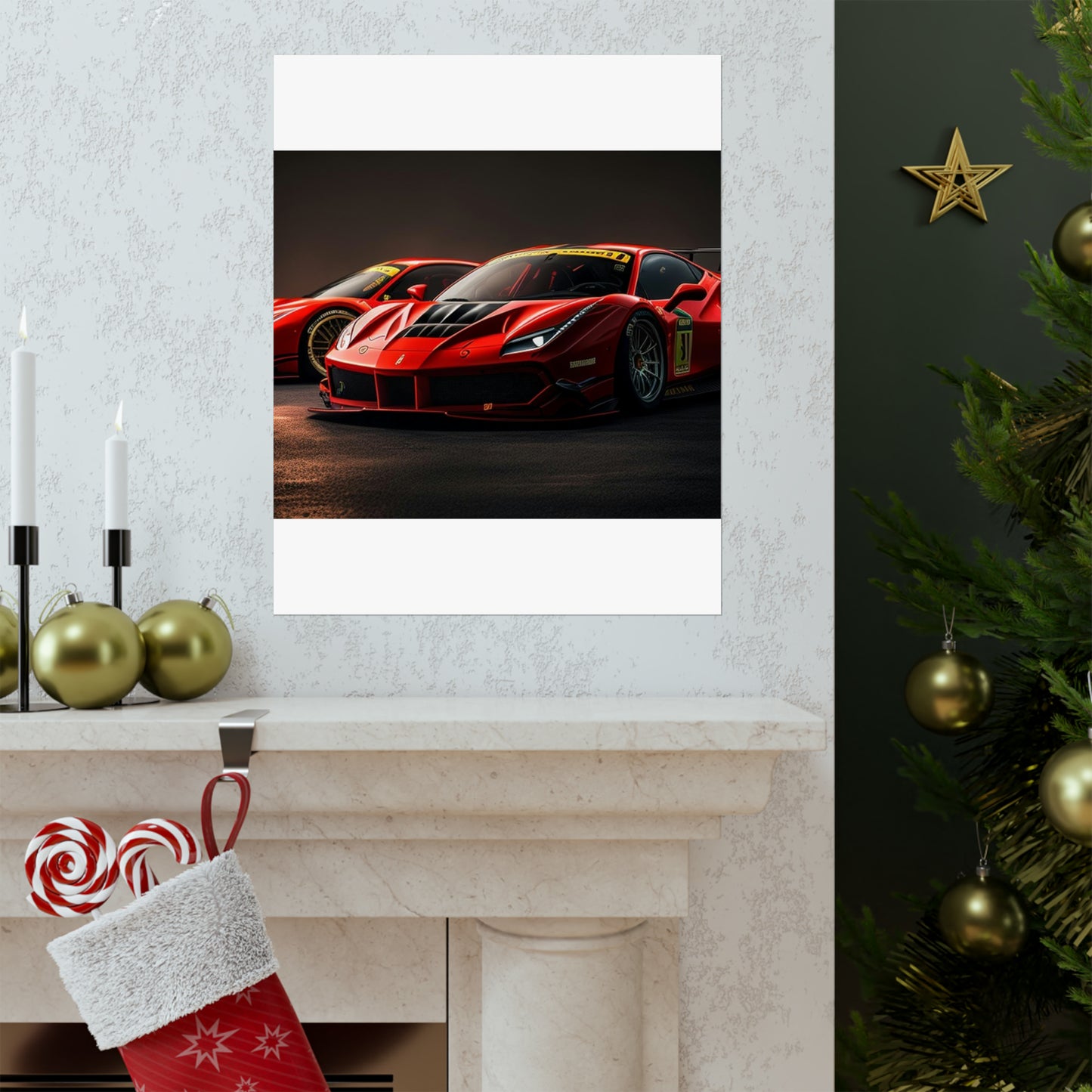 Premium Matte Vertical Posters Ferrari Red 4